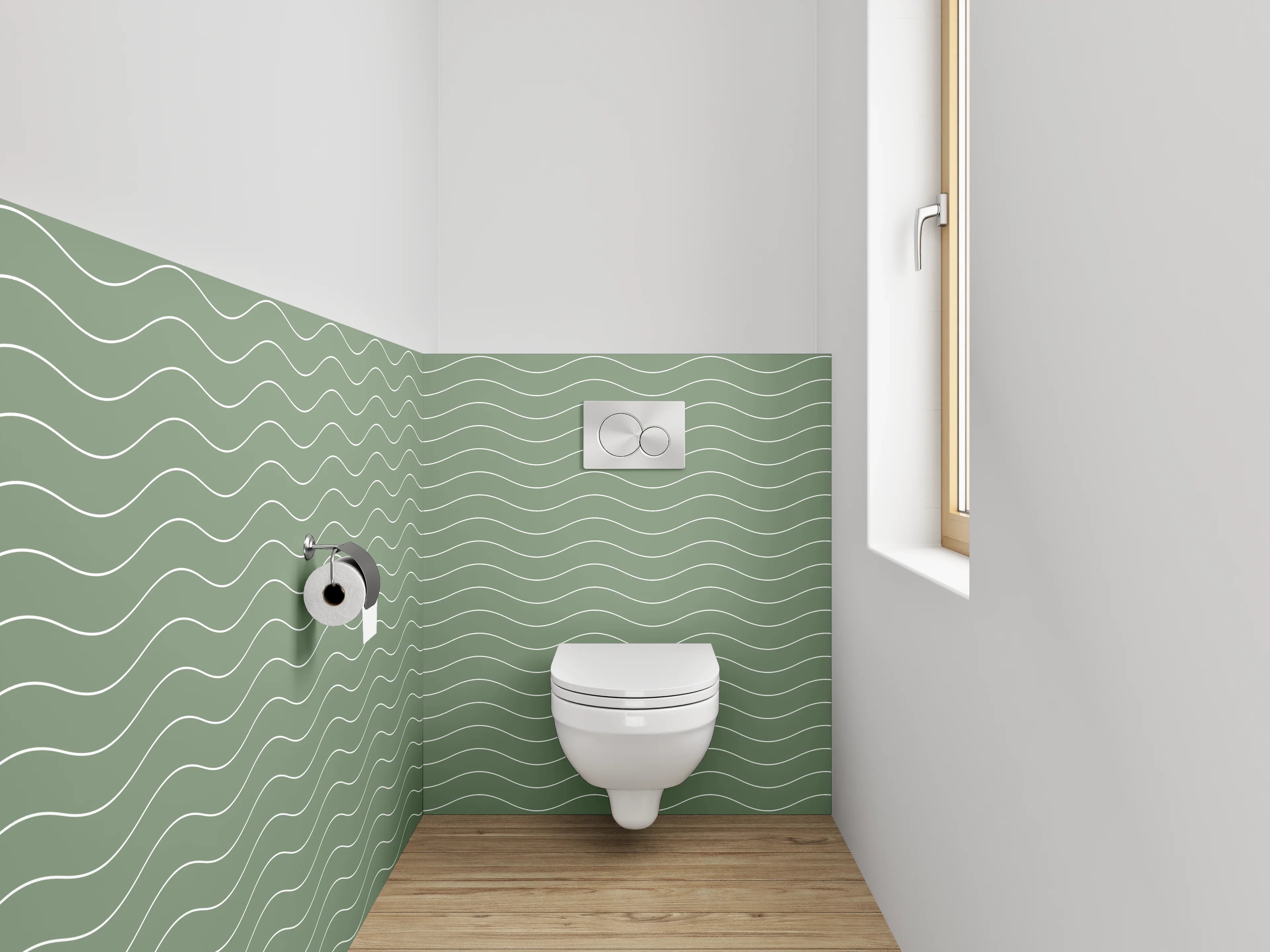 WC-Rückwand - Grüne Wellen Muster Modern