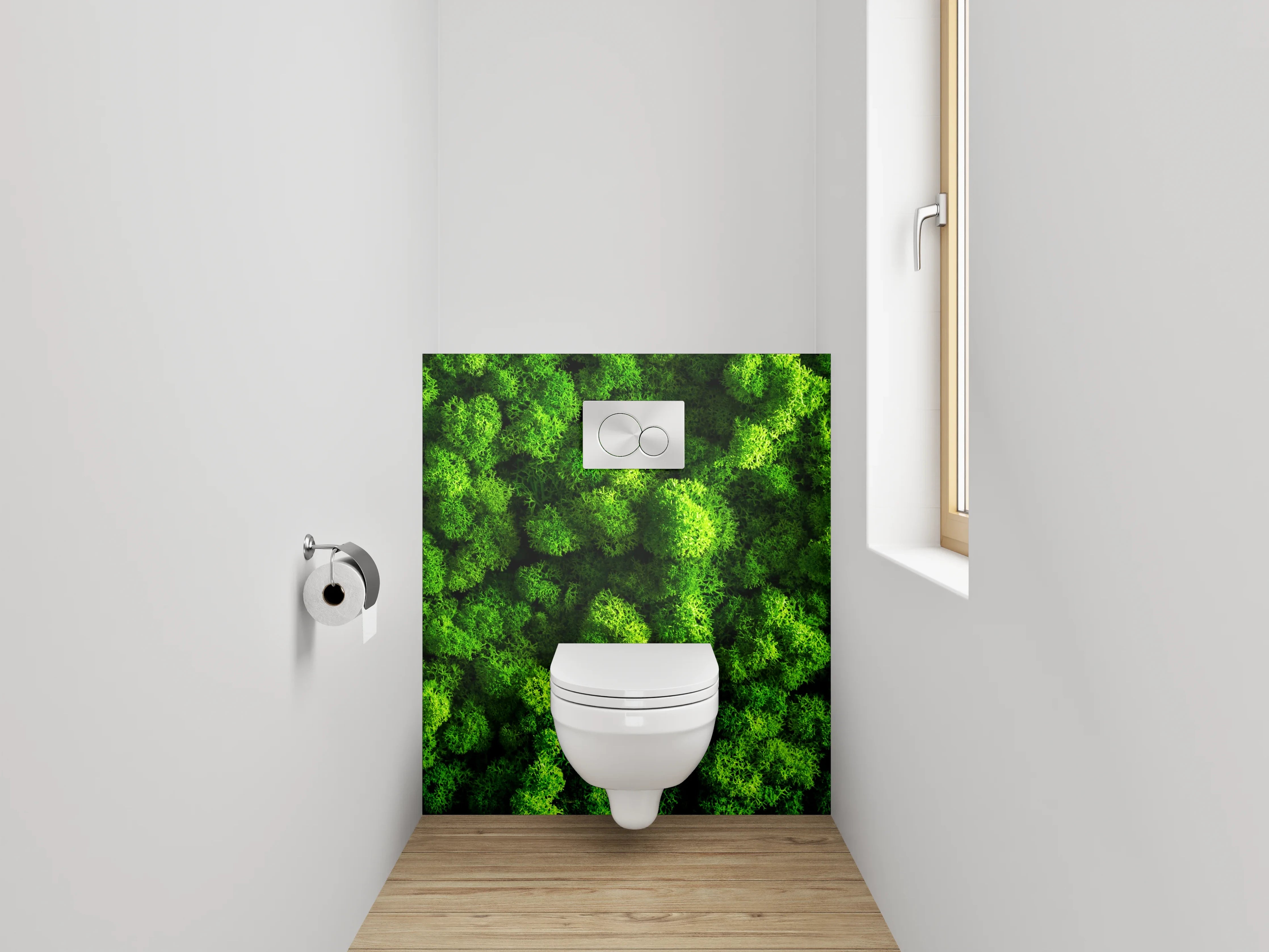 WC-Rückwand - Grüner Moosy Naturteppich