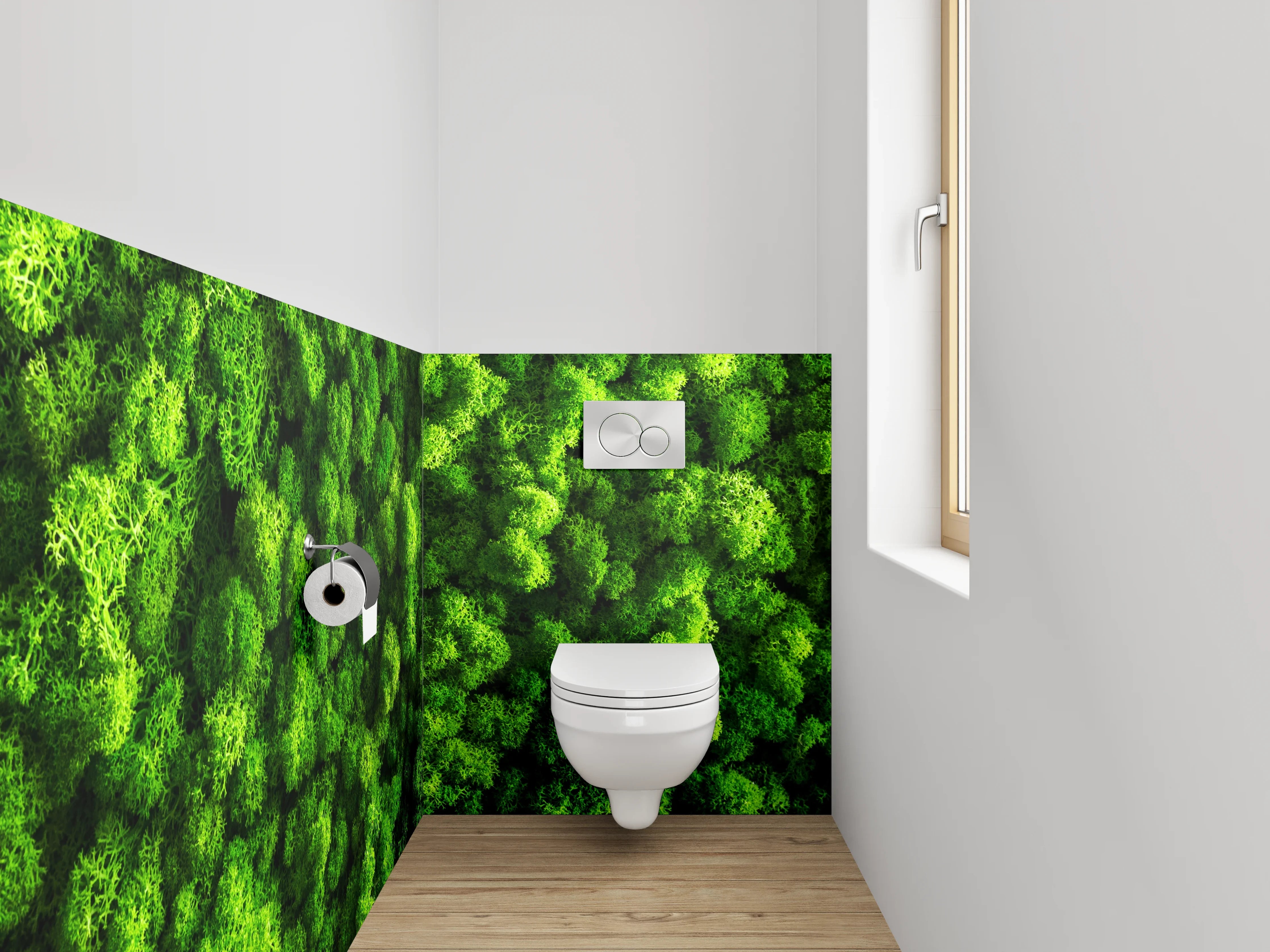 WC-Rückwand - Grüner Moosy Naturteppich