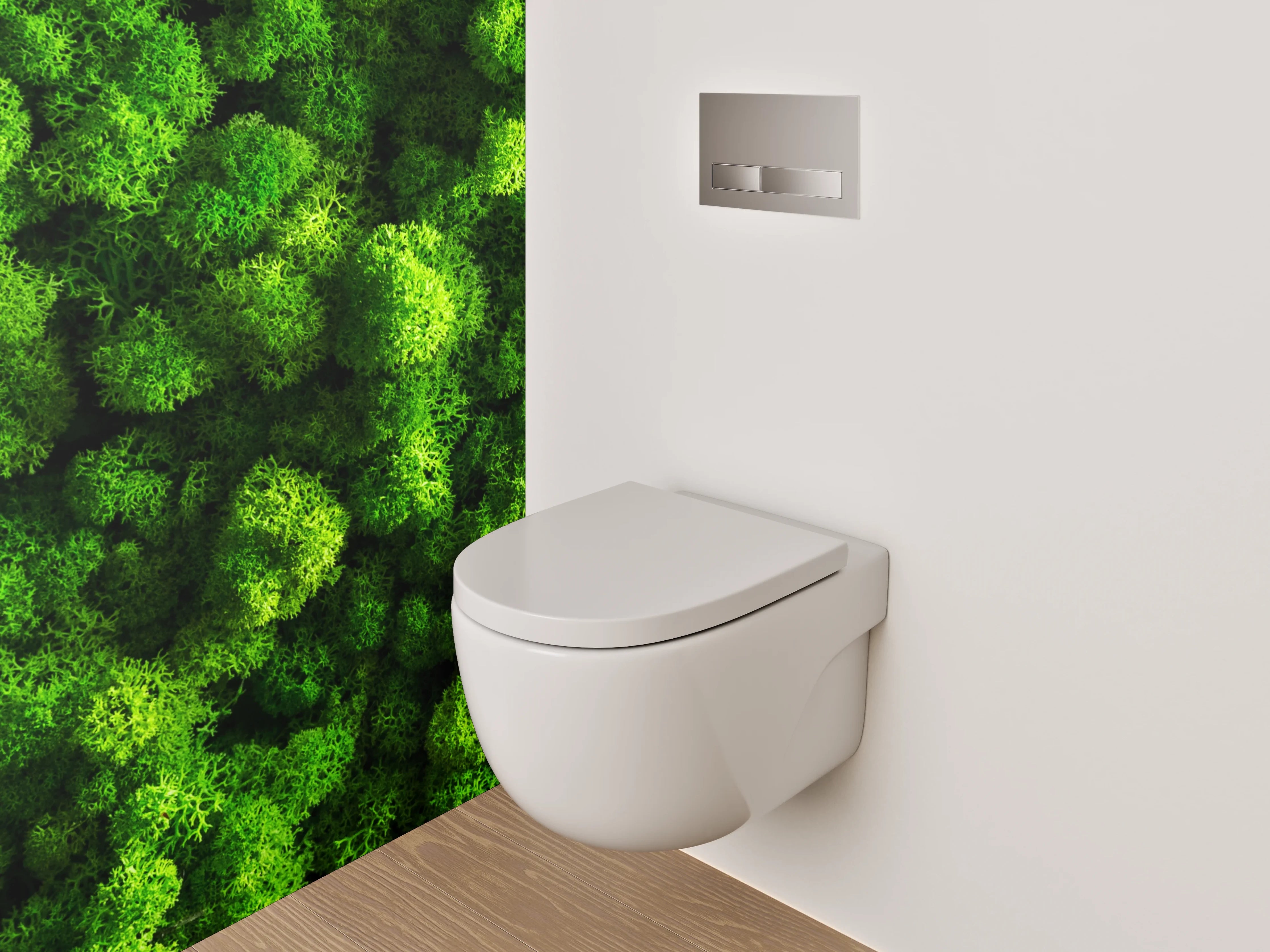 WC-Rückwand - Grüner Moosy Naturteppich
