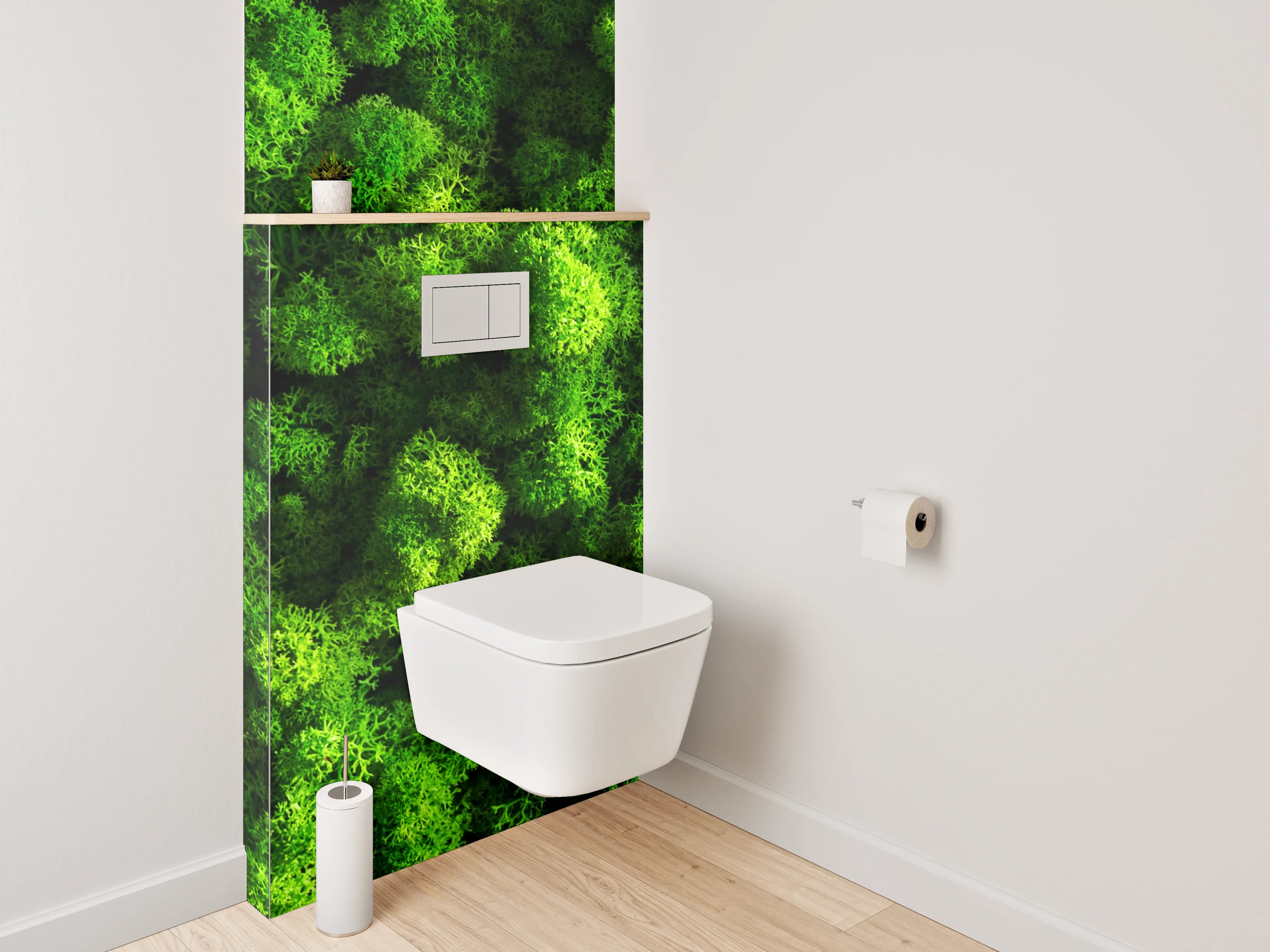 WC-Rückwand - Grüner Moosy Naturteppich