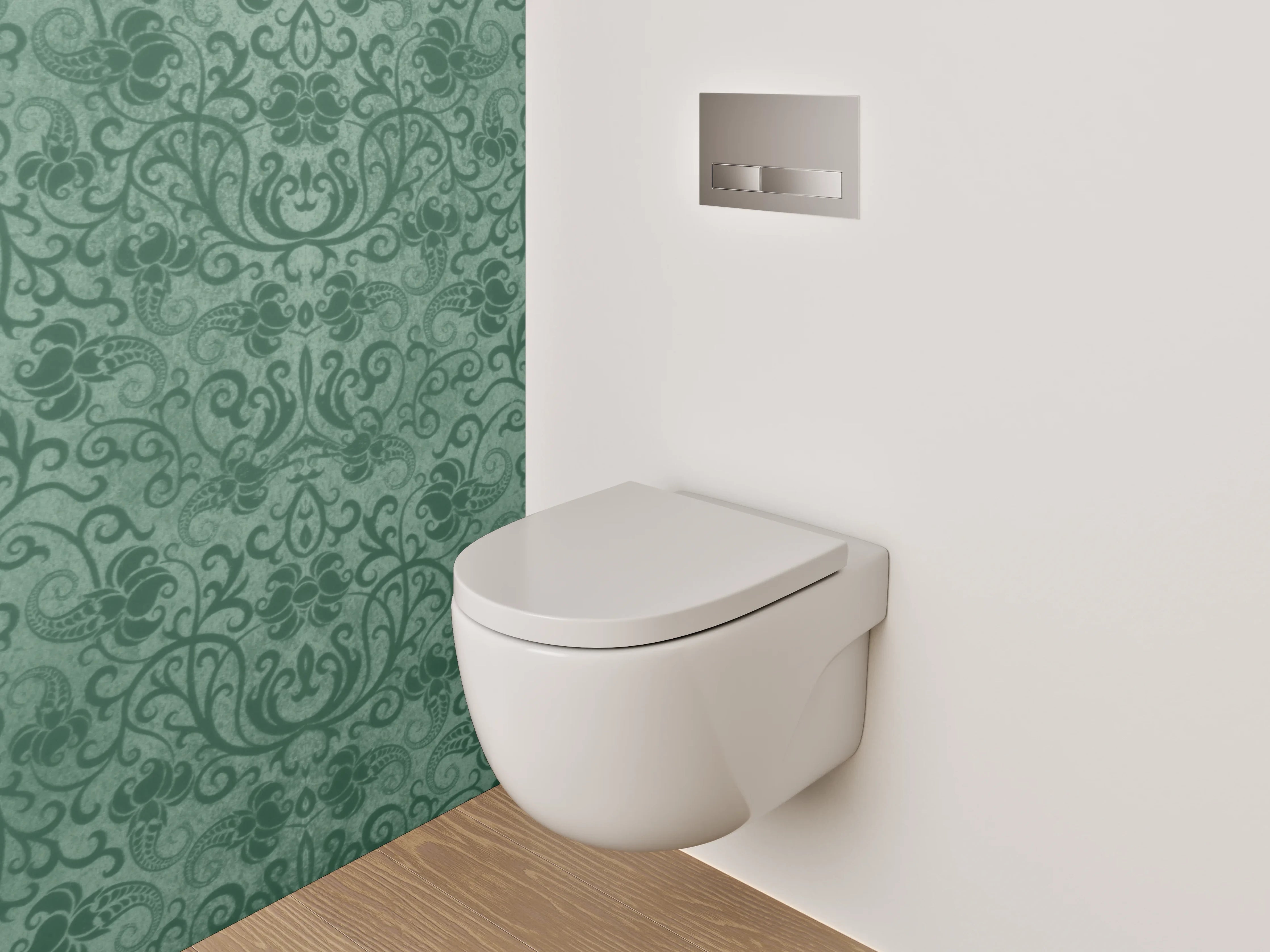 WC-Rückwand - Grünes Barock Muster Tapete