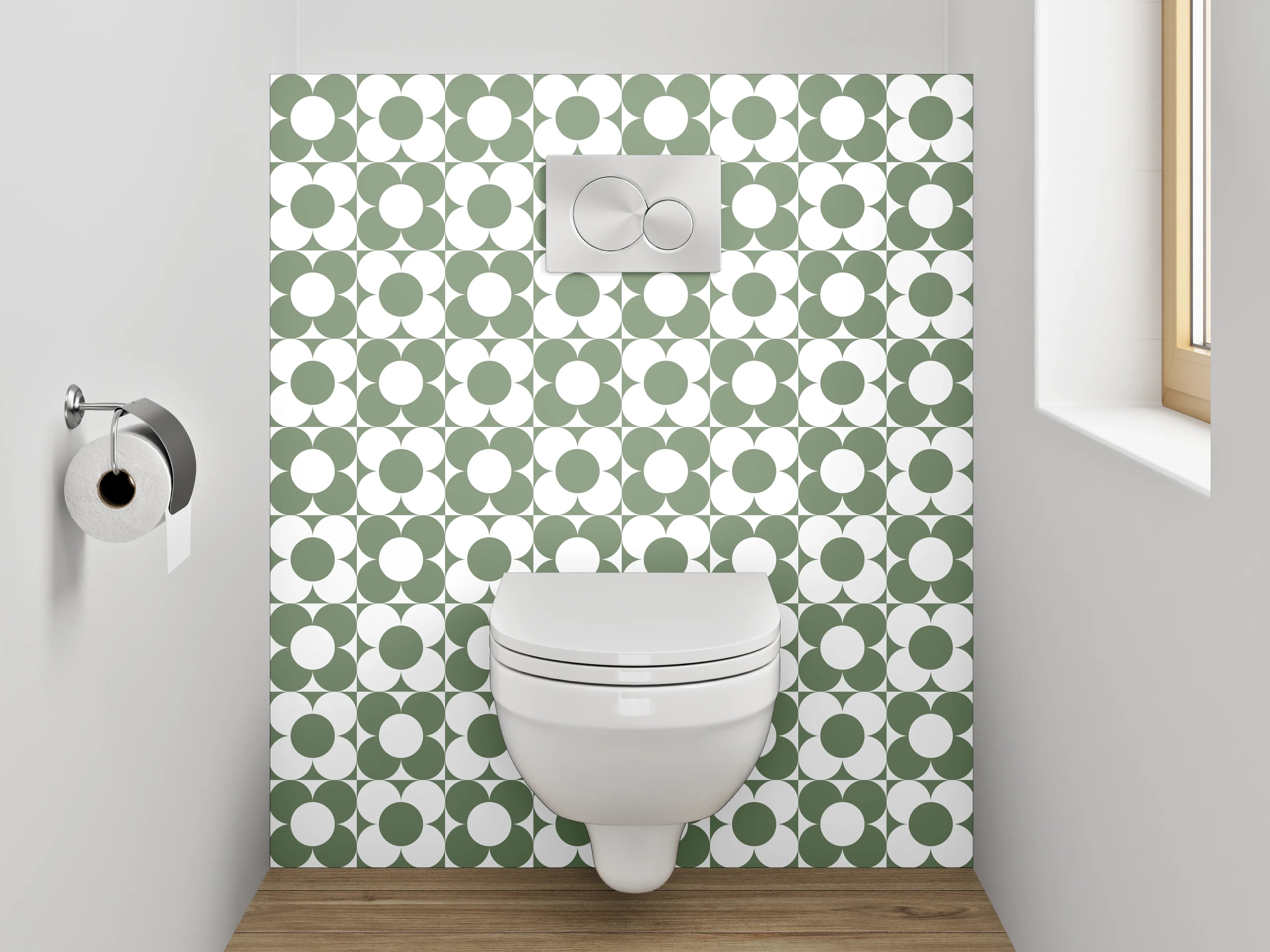 WC-Rückwand - Grünes Retro-Kachelmuster