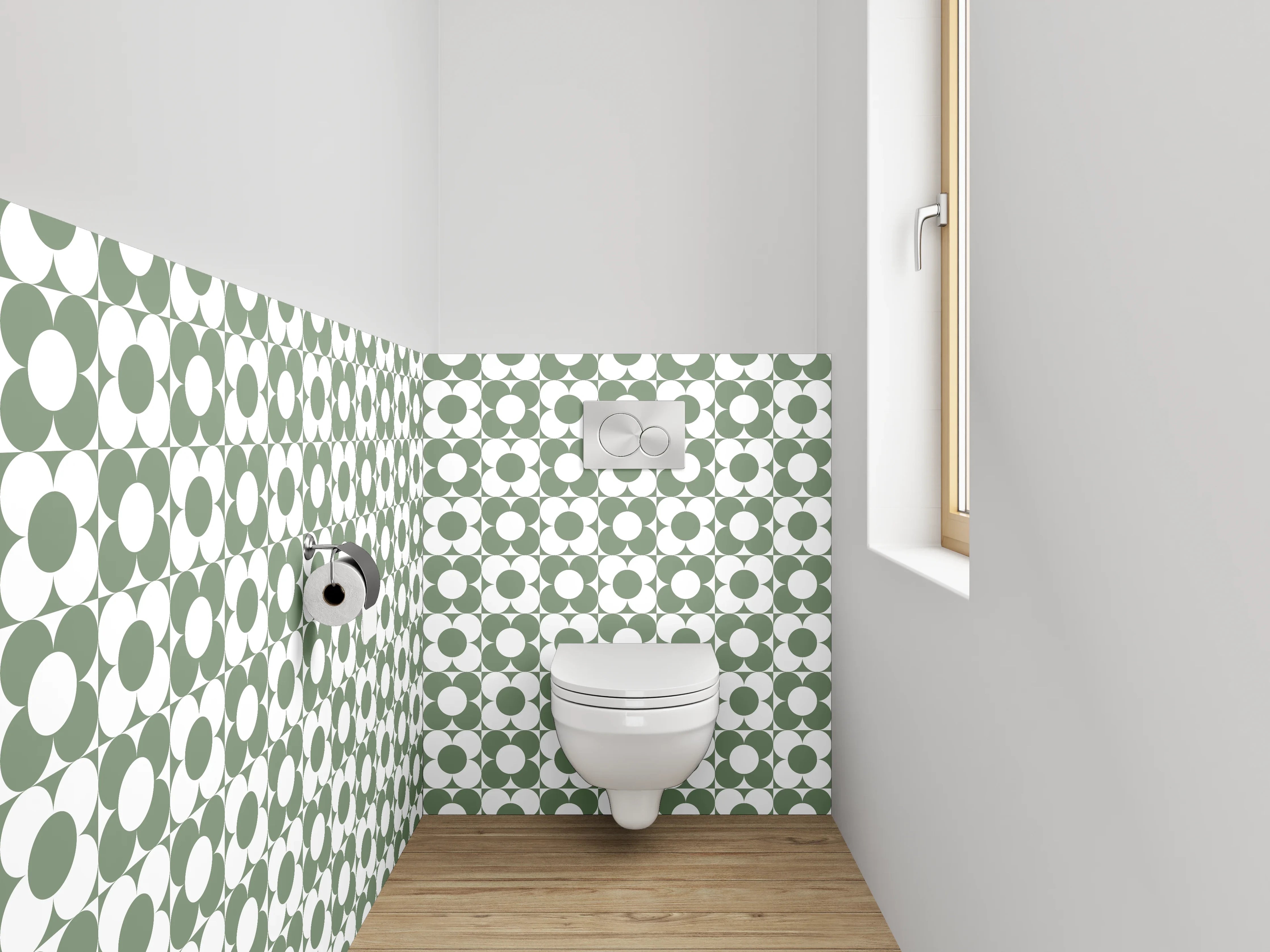 WC-Rückwand - Grünes Retro-Kachelmuster