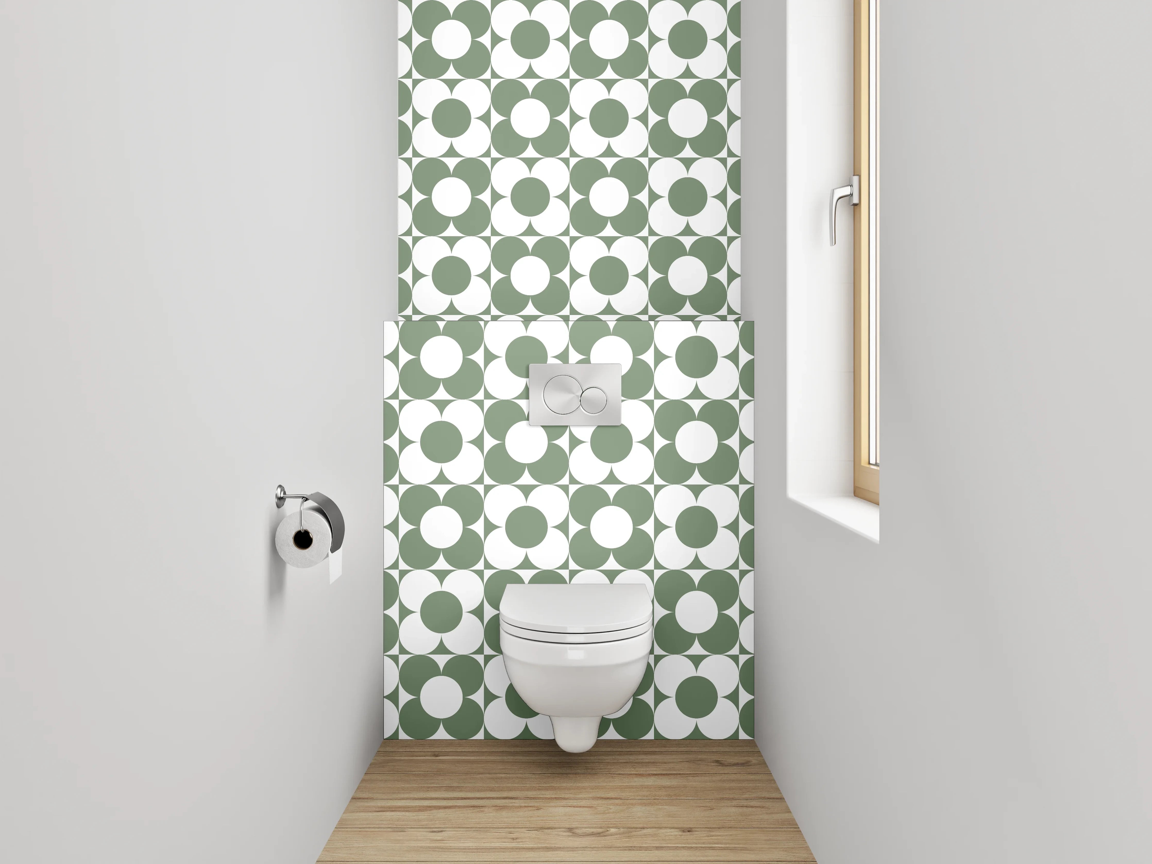 WC-Rückwand - Grünes Retro-Kachelmuster