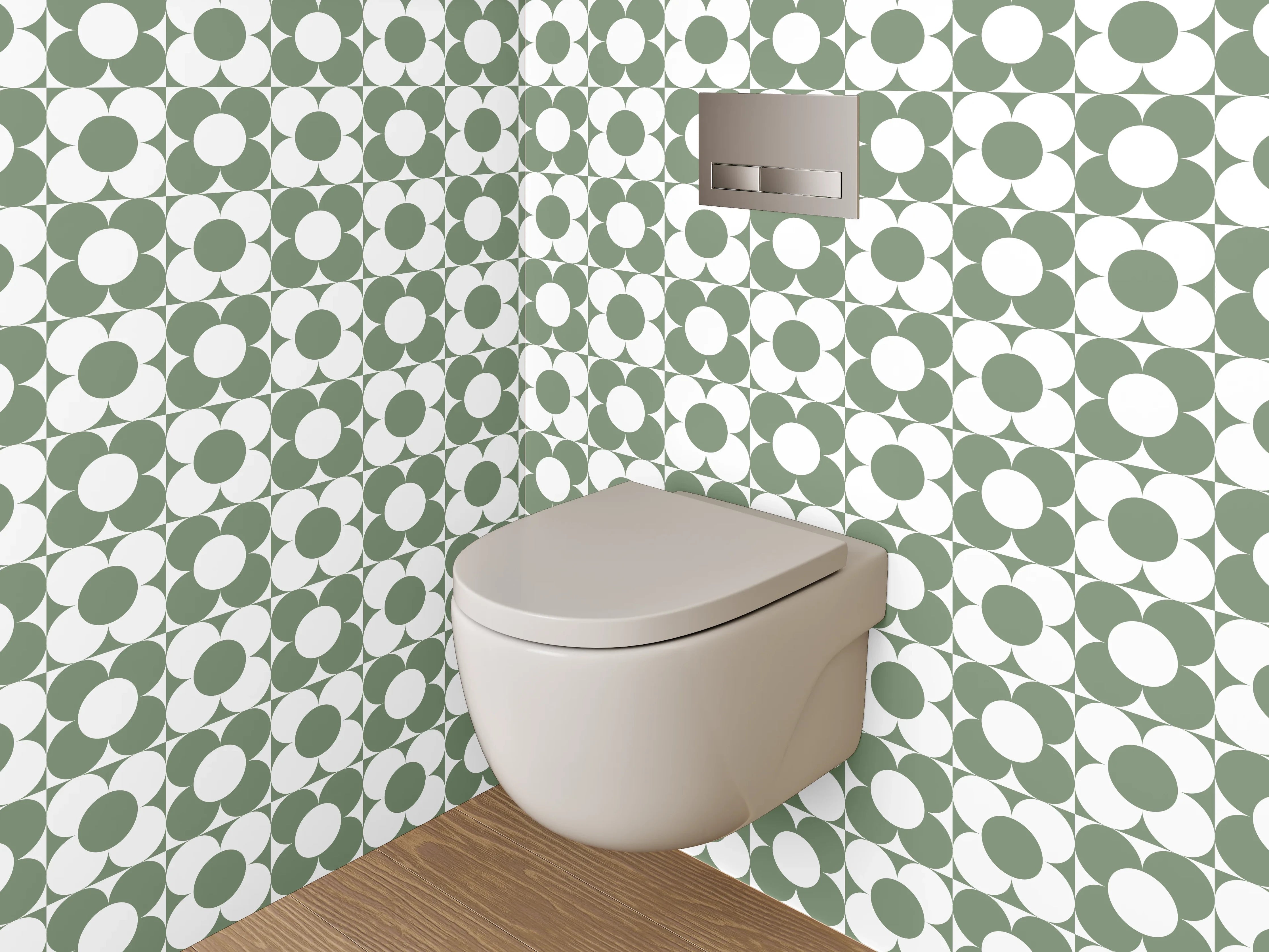 WC-Rückwand - Grünes Retro-Kachelmuster