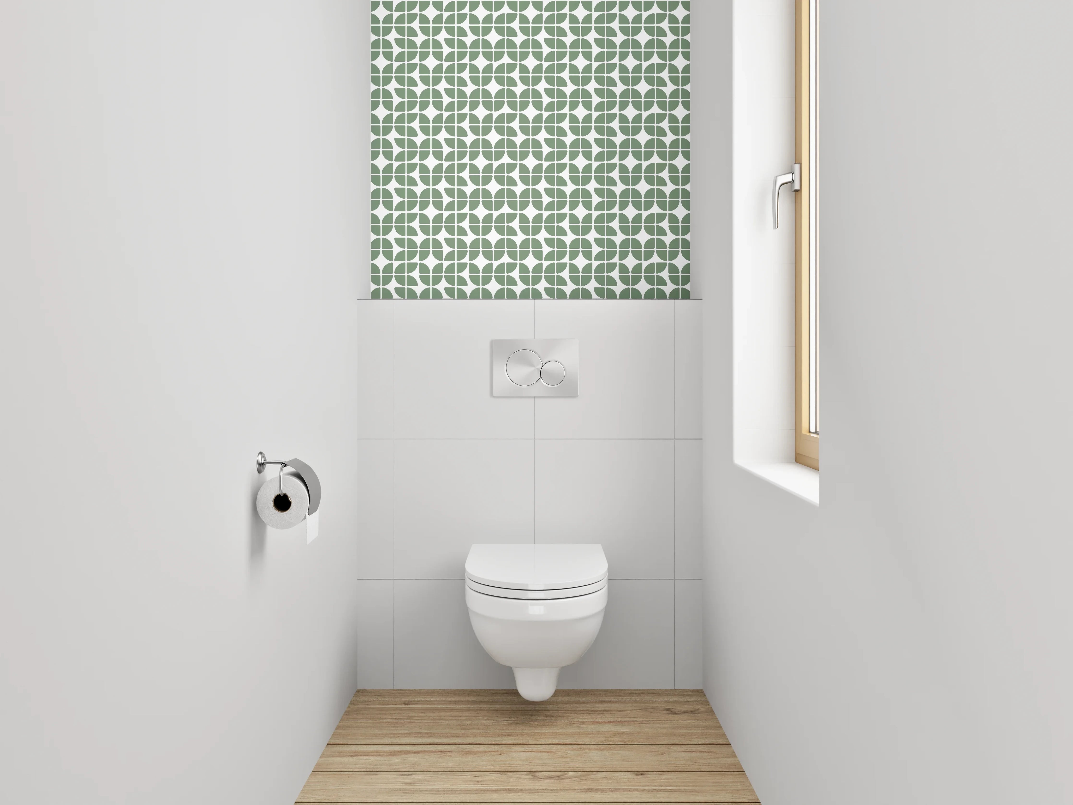 WC-Rückwand - Grünes Retro-Muster geometrisch