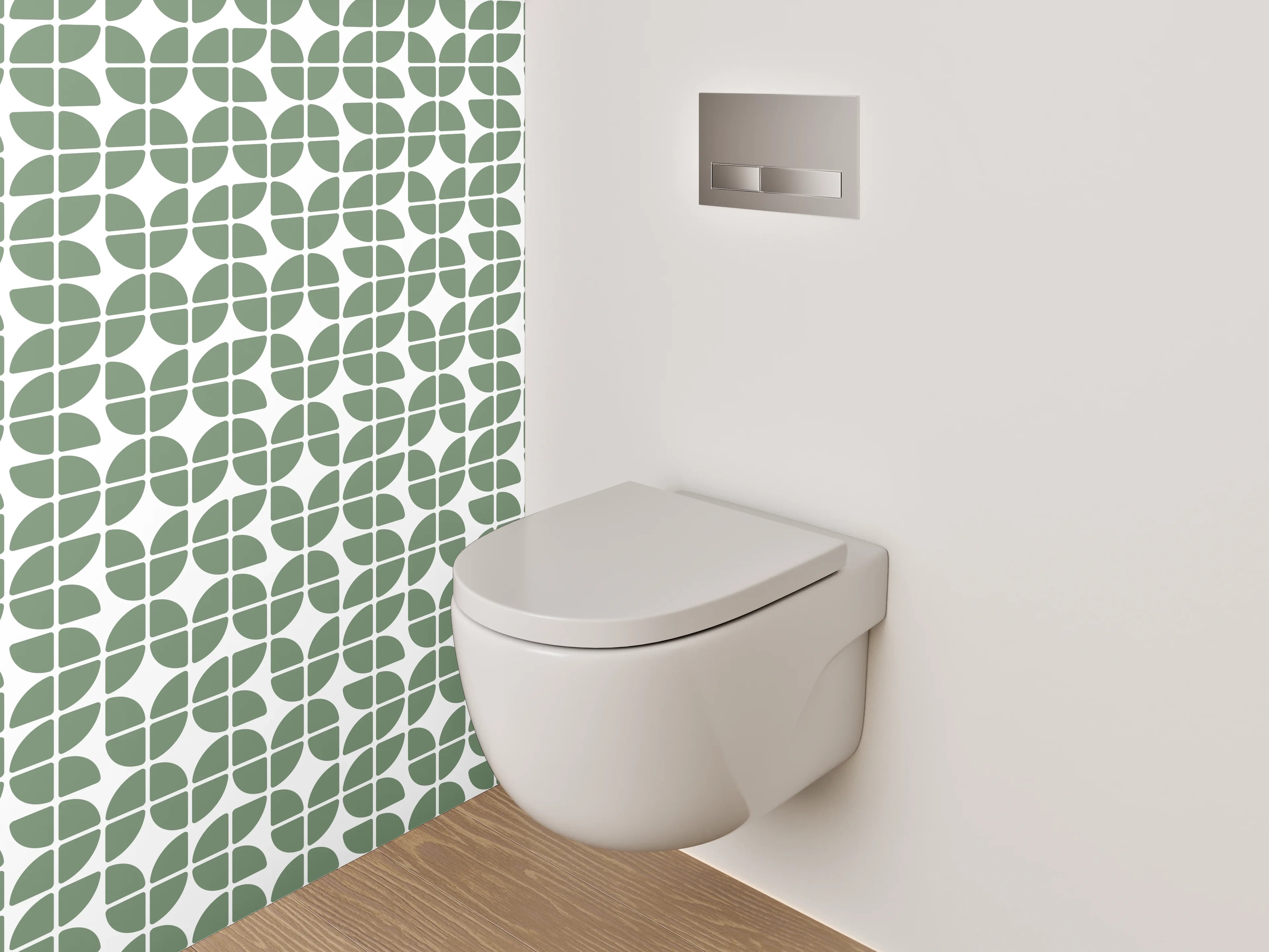 WC-Rückwand - Grünes Retro-Muster geometrisch