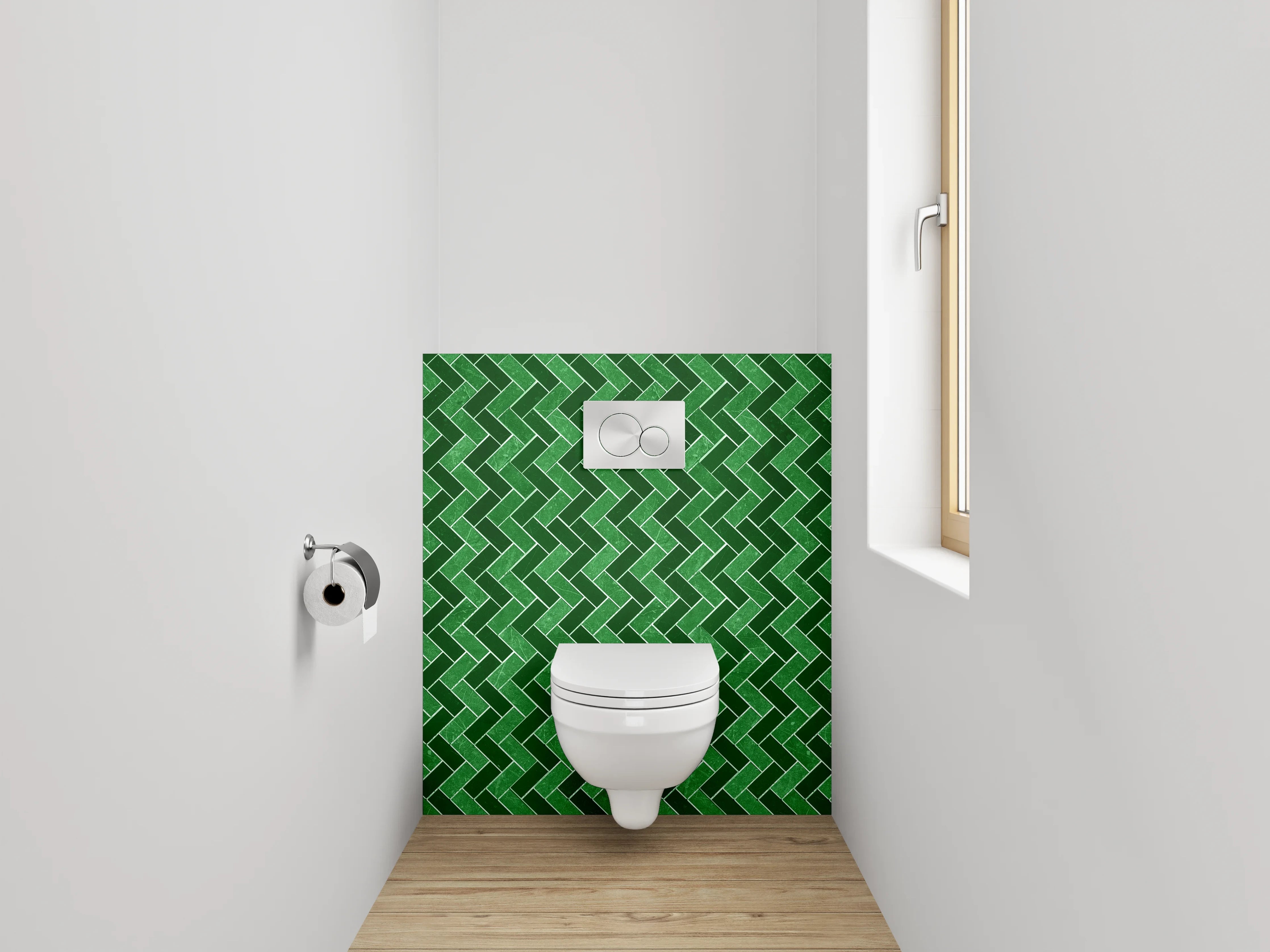 WC-Rückwand - Grünes Zickzack-Mosaik Muster Fliese