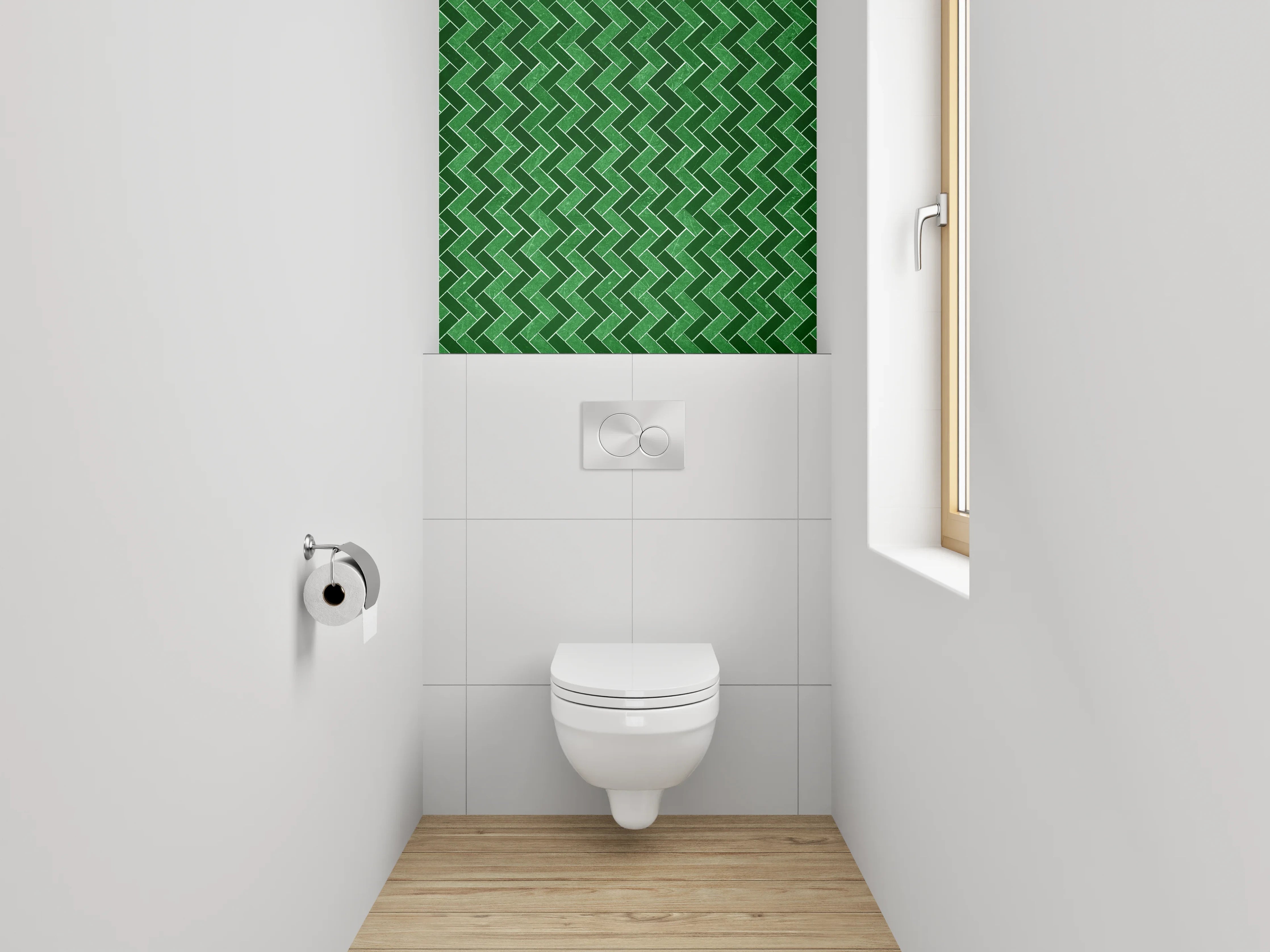 WC-Rückwand - Grünes Zickzack-Mosaik Muster Fliese