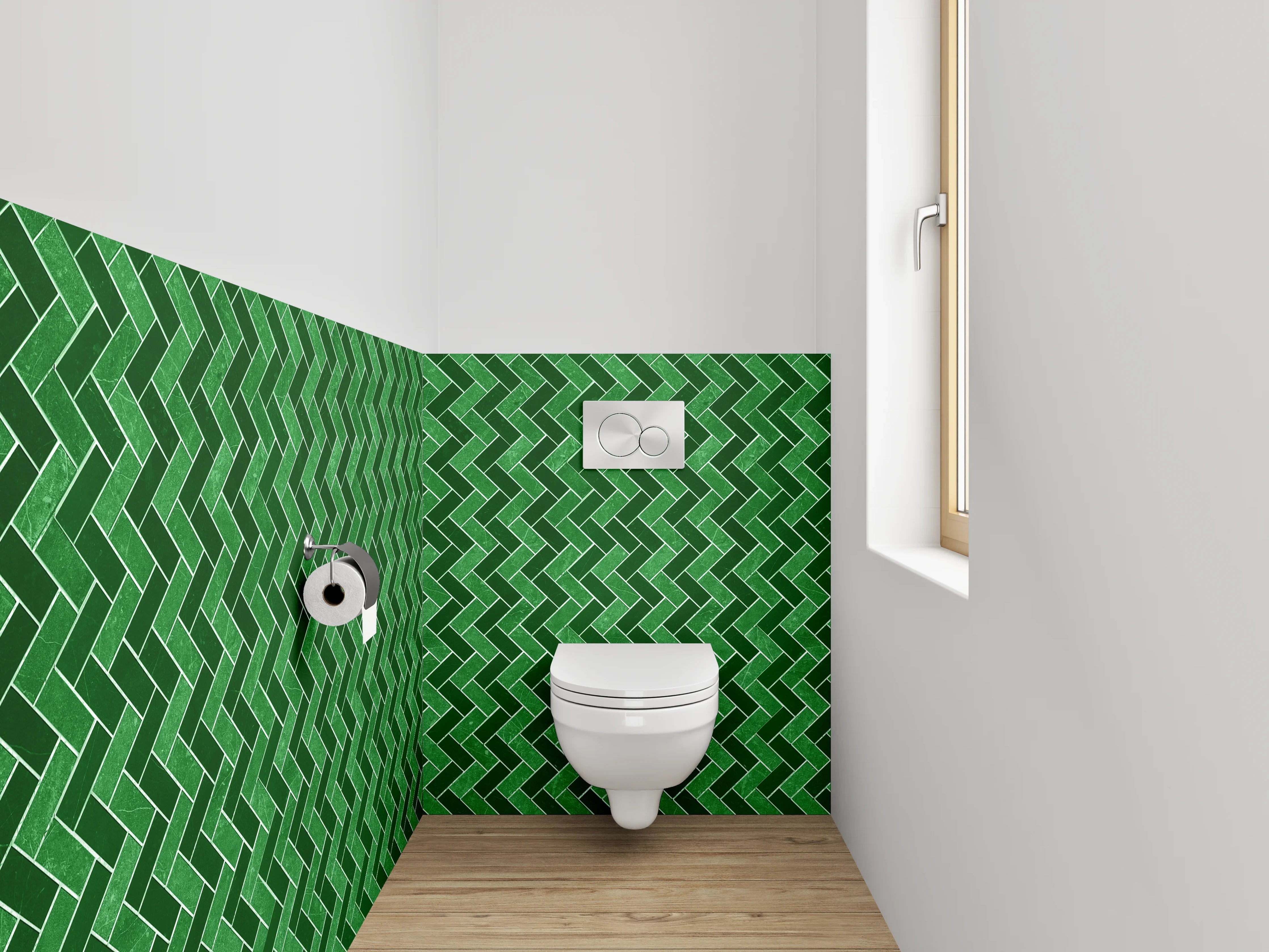 WC-Rückwand - Grünes Zickzack-Mosaik Muster Fliese