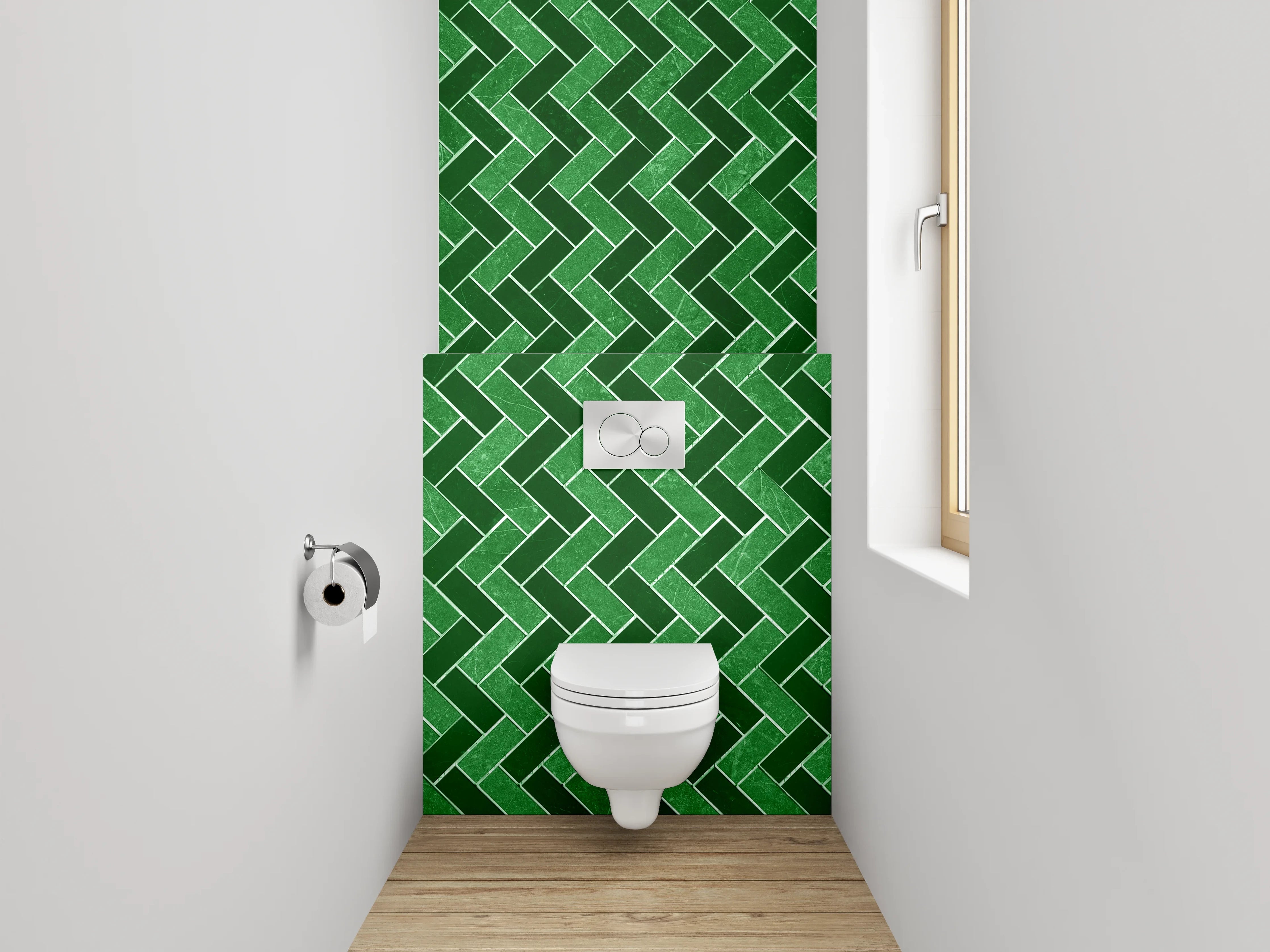 WC-Rückwand - Grünes Zickzack-Mosaik Muster Fliese