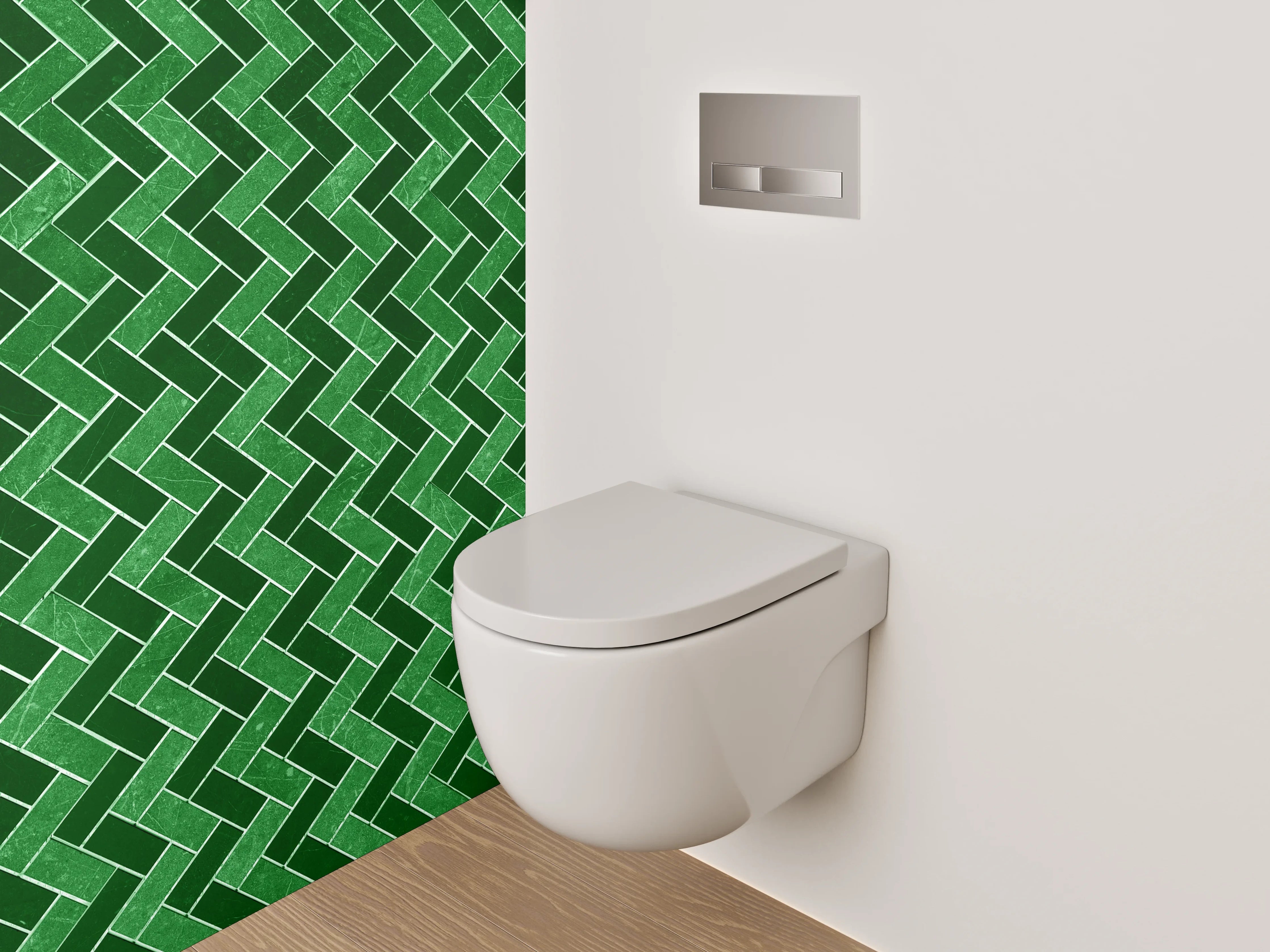 WC-Rückwand - Grünes Zickzack-Mosaik Muster Fliese