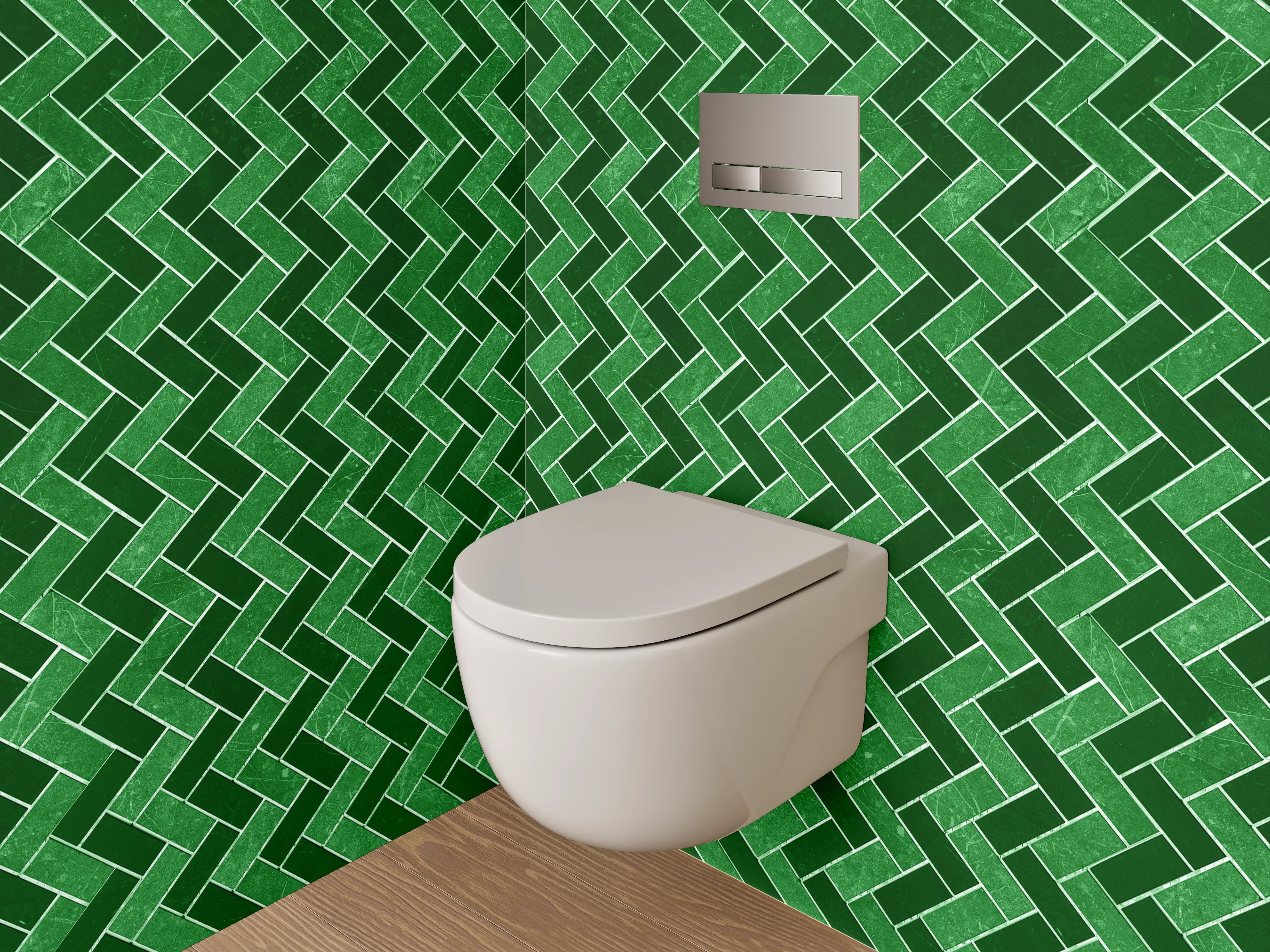 WC-Rückwand - Grünes Zickzack-Mosaik Muster Fliese