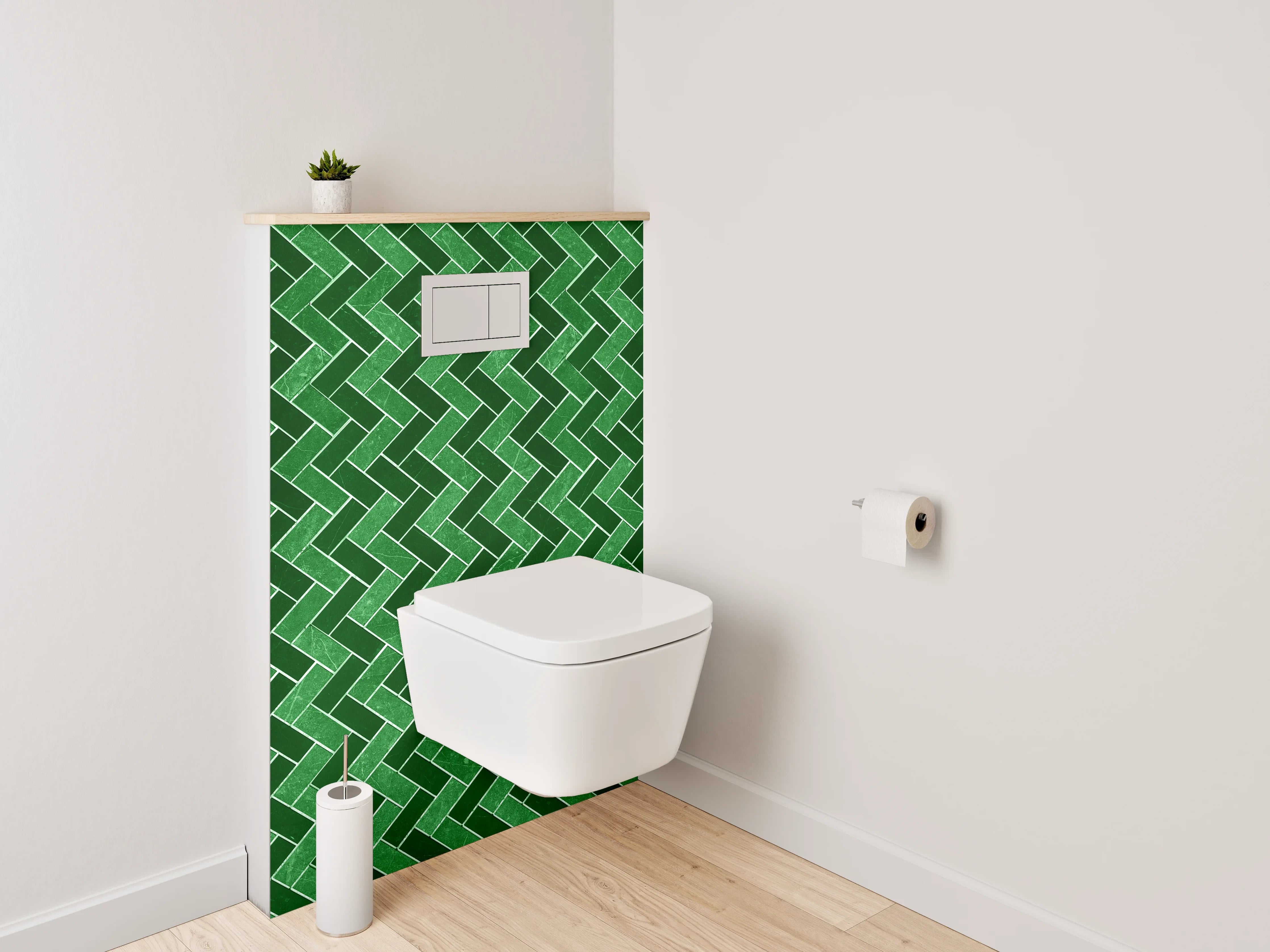 WC-Rückwand - Grünes Zickzack-Mosaik Muster Fliese