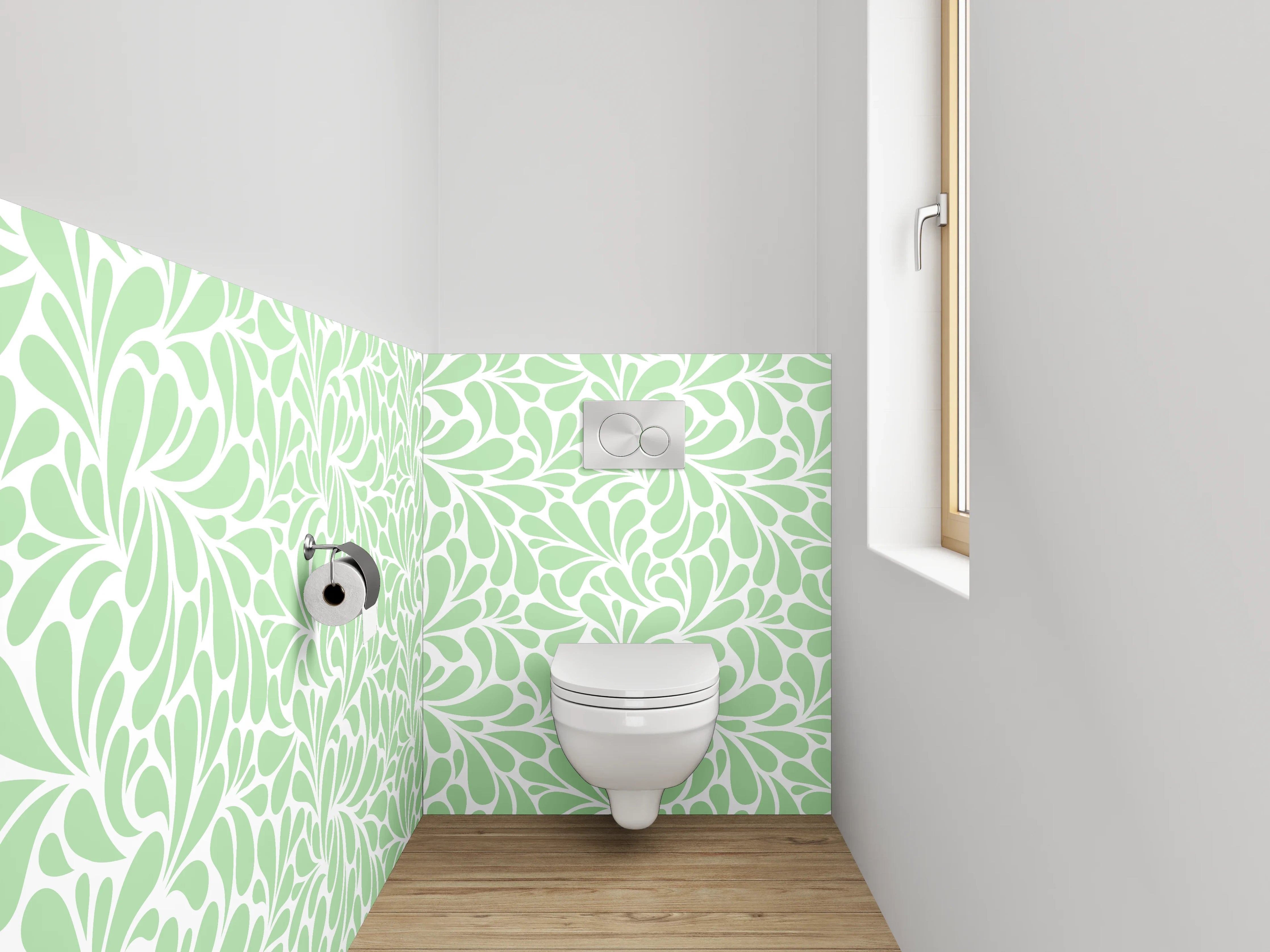 WC-Rückwand - Grünes florales Ornament Muster
