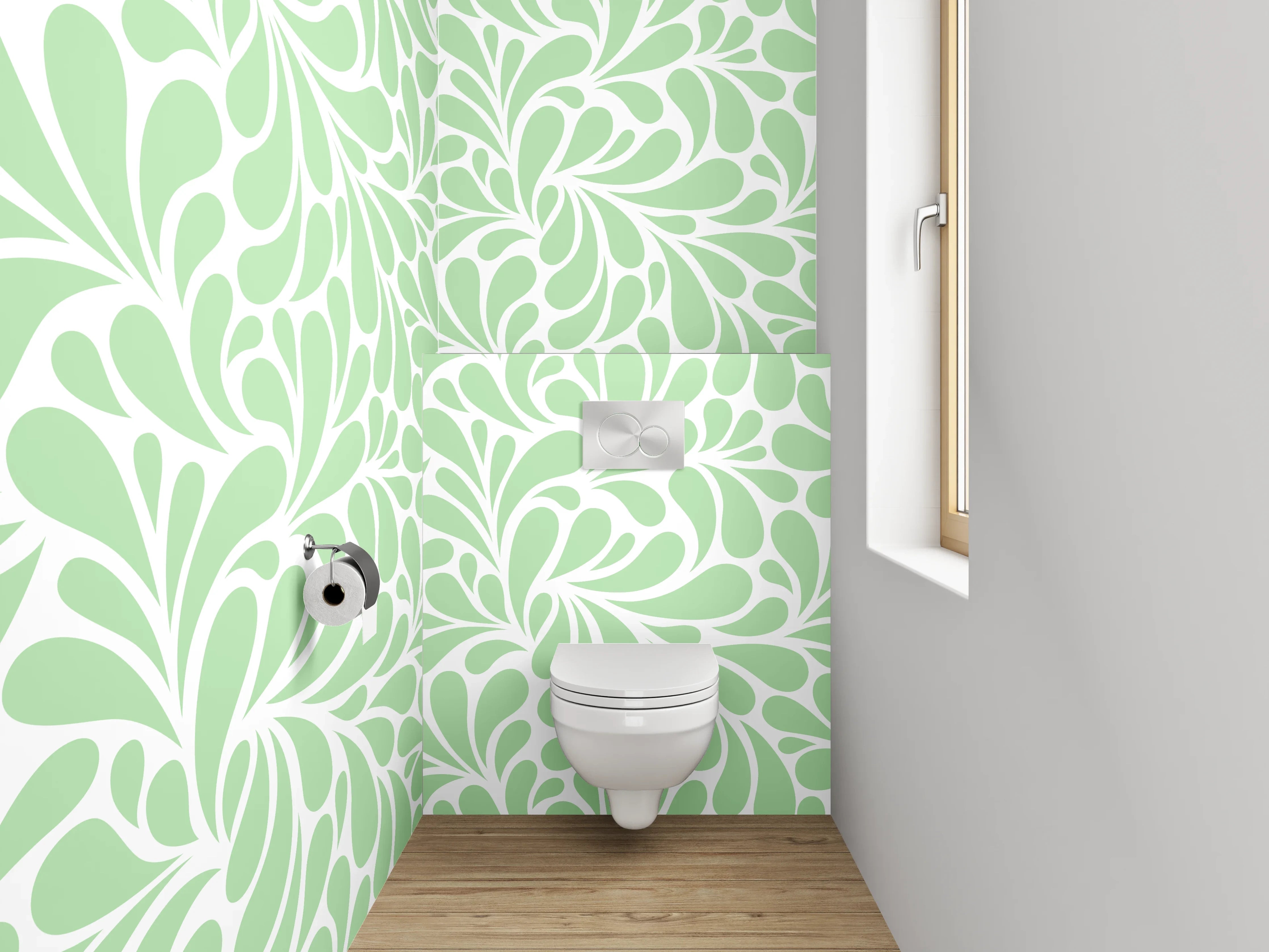 WC-Rückwand - Grünes florales Ornament Muster