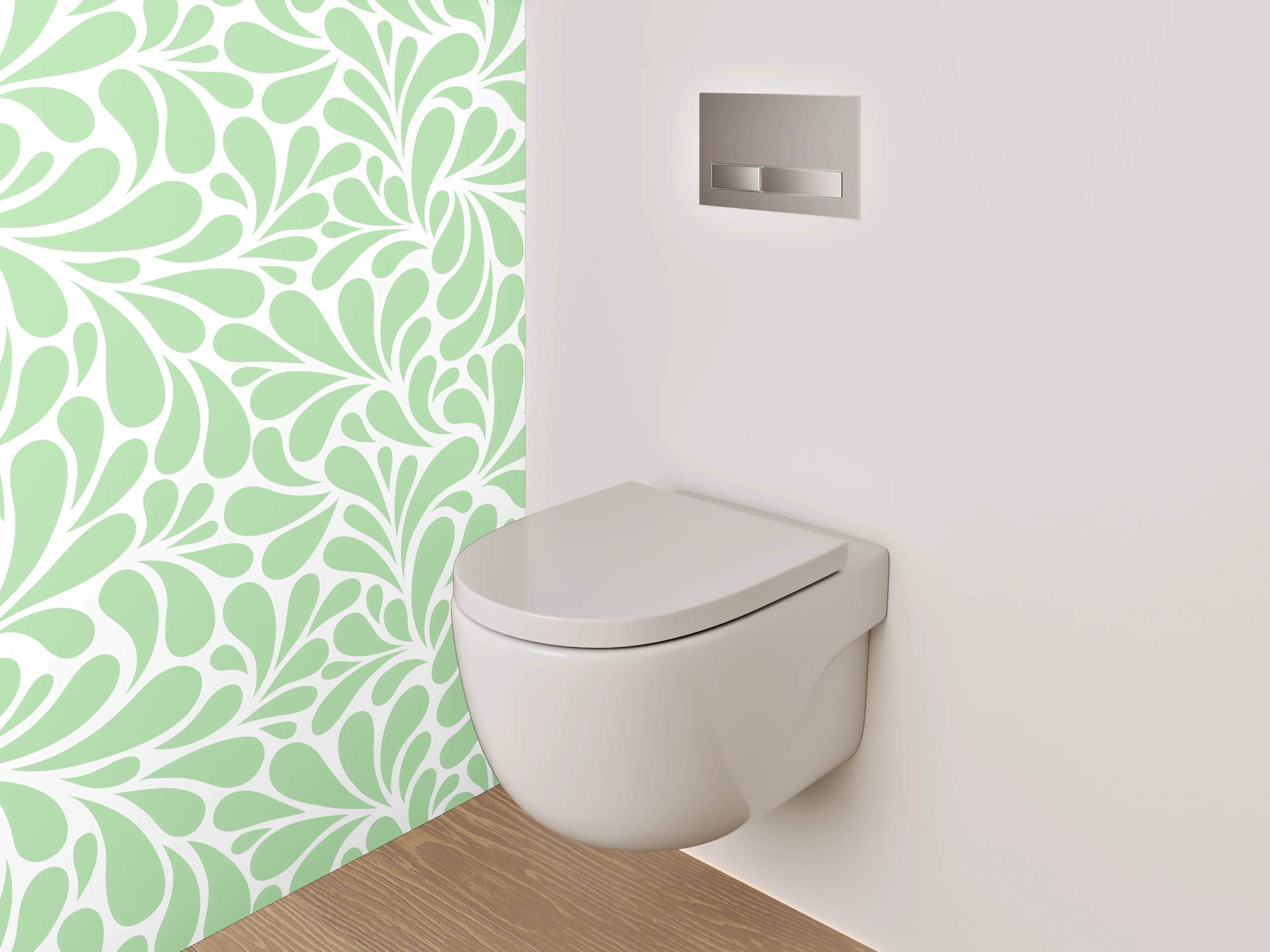 WC-Rückwand - Grünes florales Ornament Muster