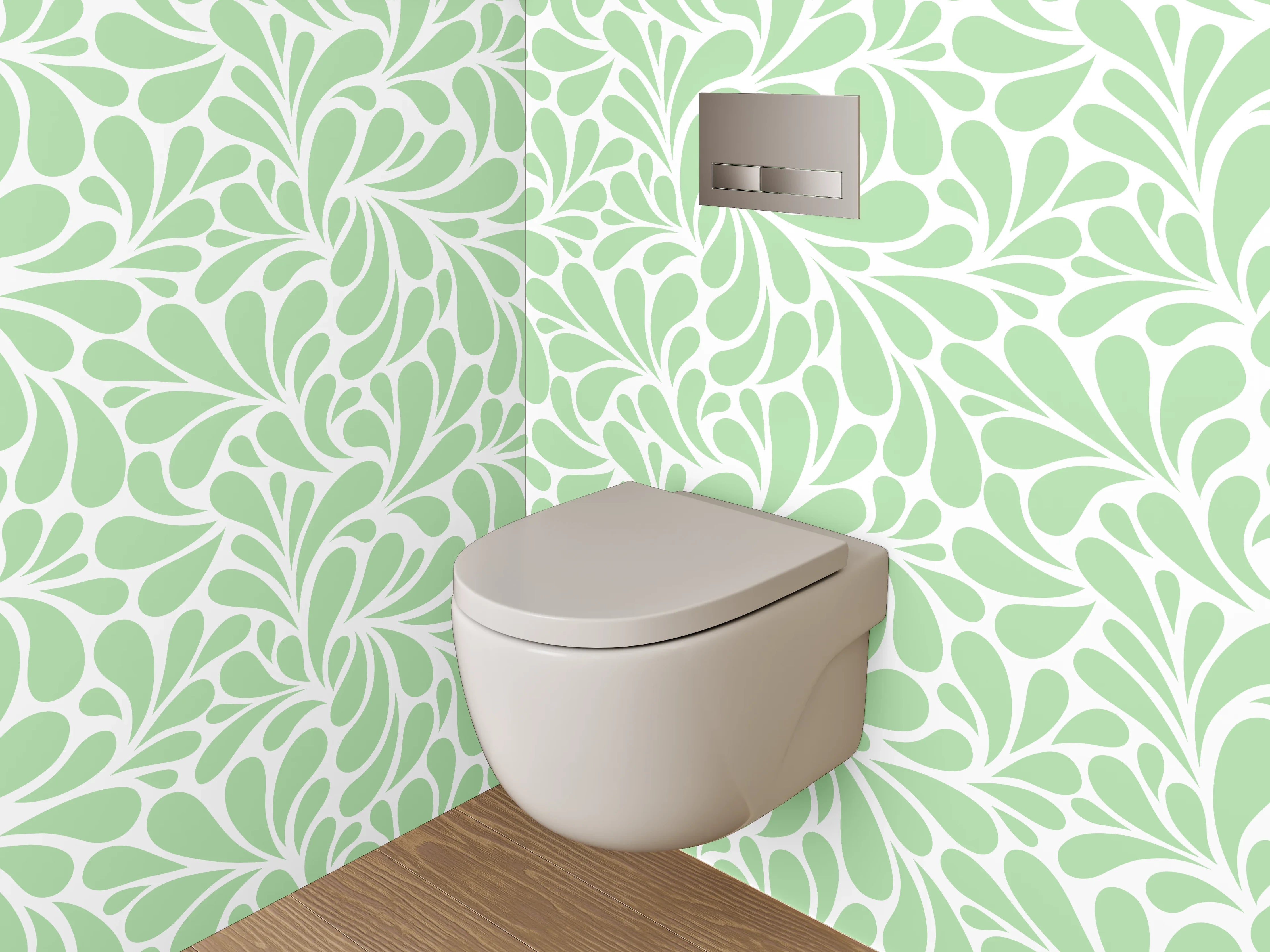 WC-Rückwand - Grünes florales Ornament Muster
