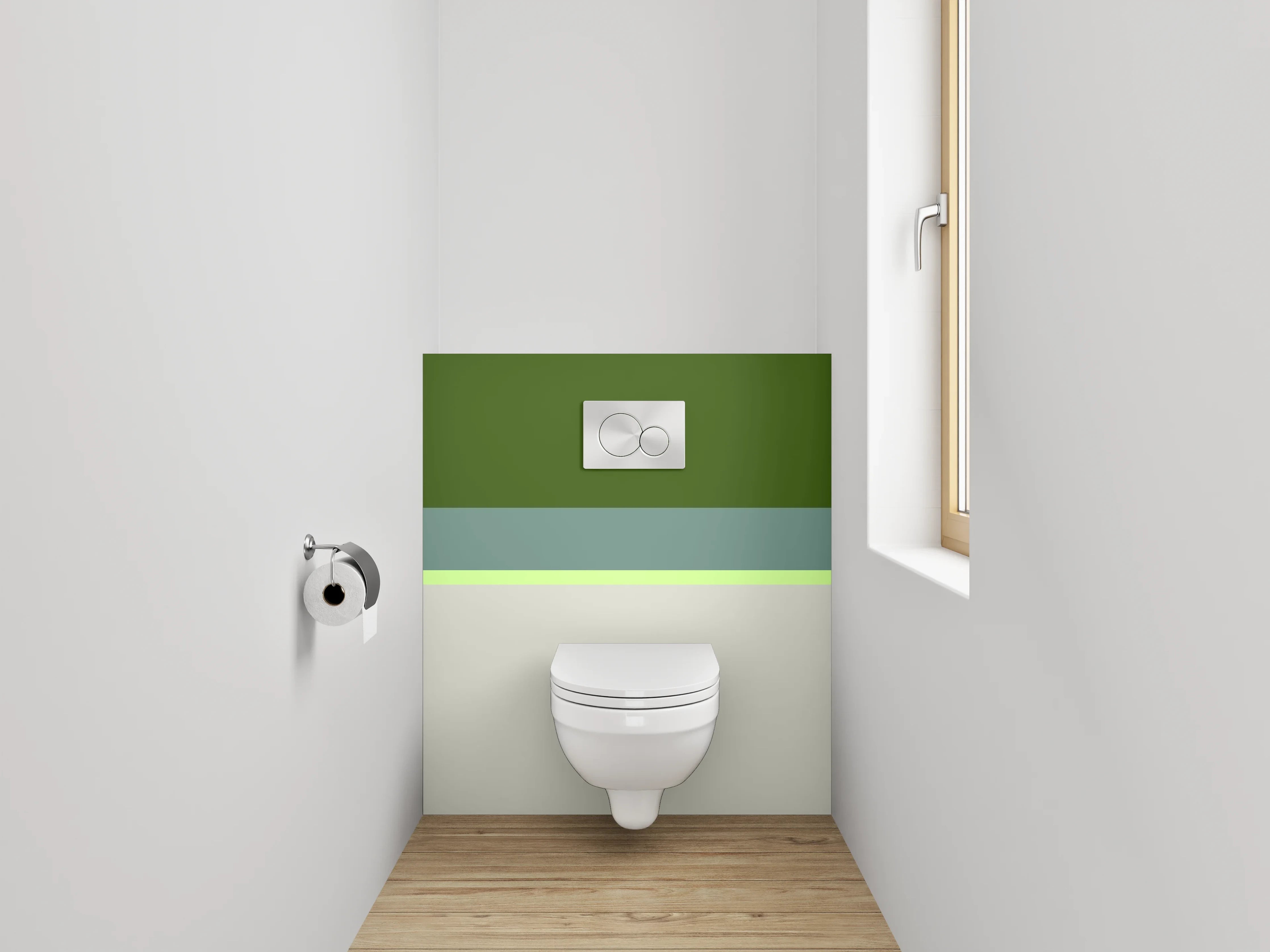 WC-Rückwand - Grünes und helles Design mit Pastellakzenten