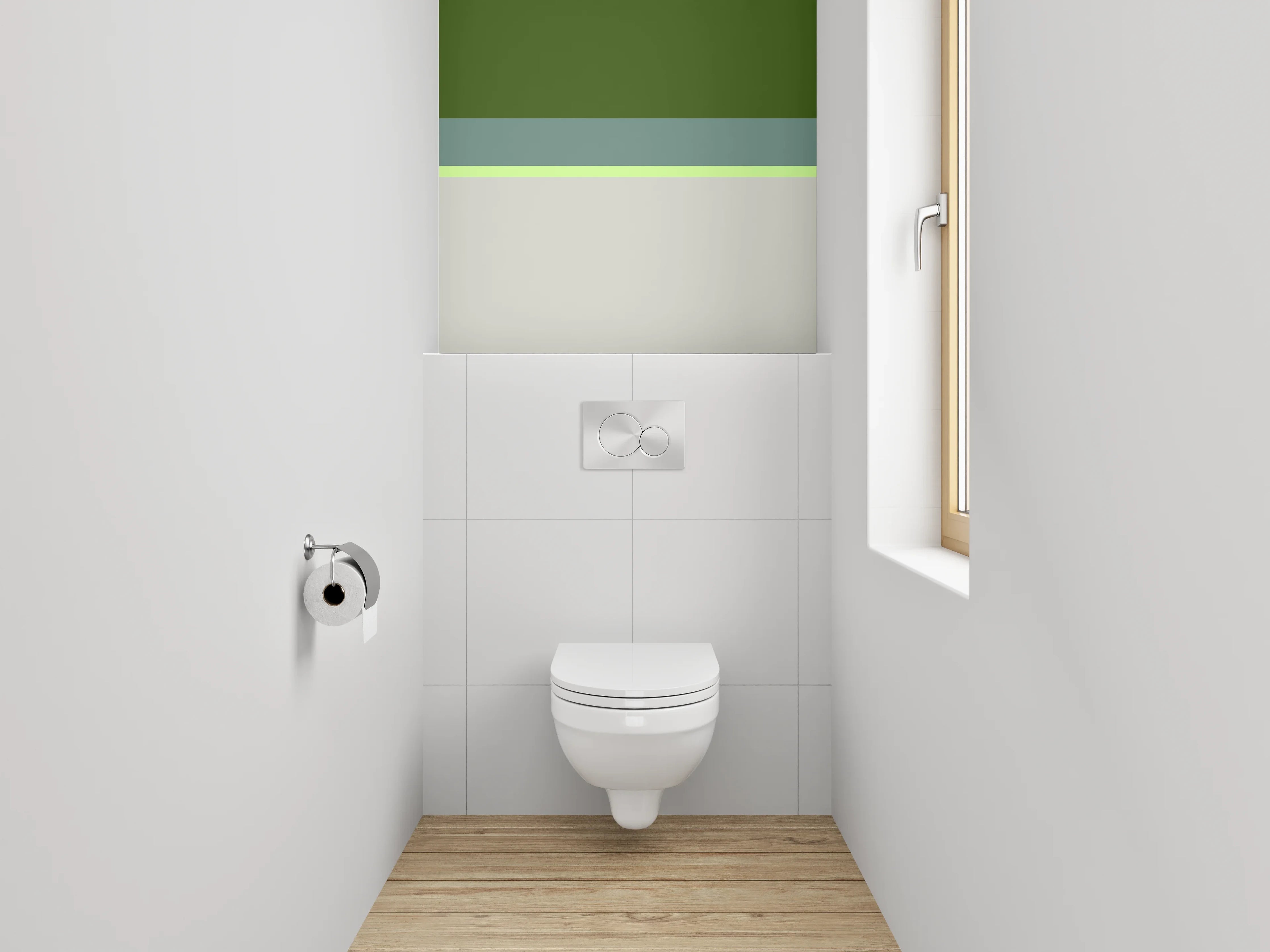 WC-Rückwand - Grünes und helles Design mit Pastellakzenten