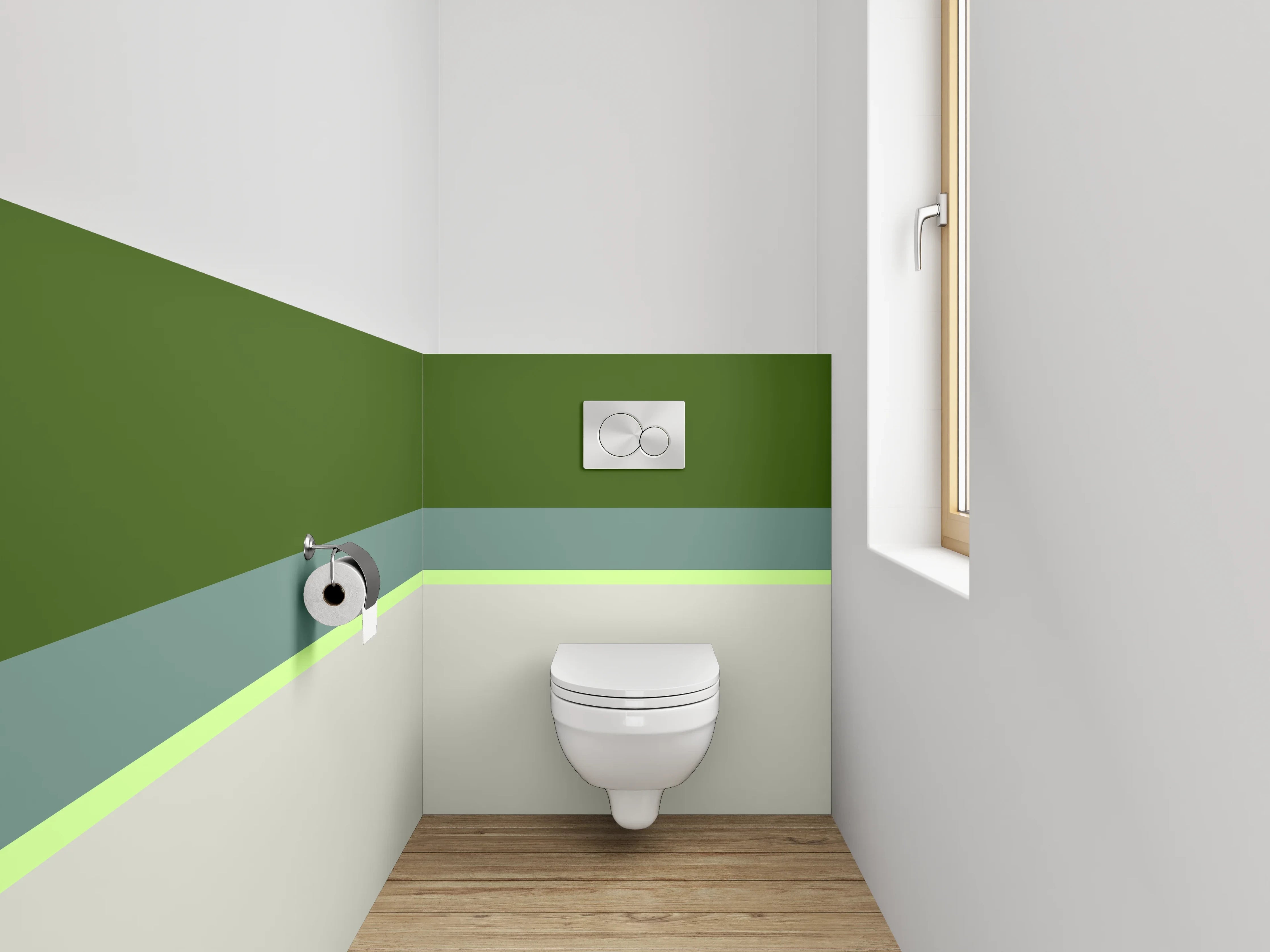 WC-Rückwand - Grünes und helles Design mit Pastellakzenten