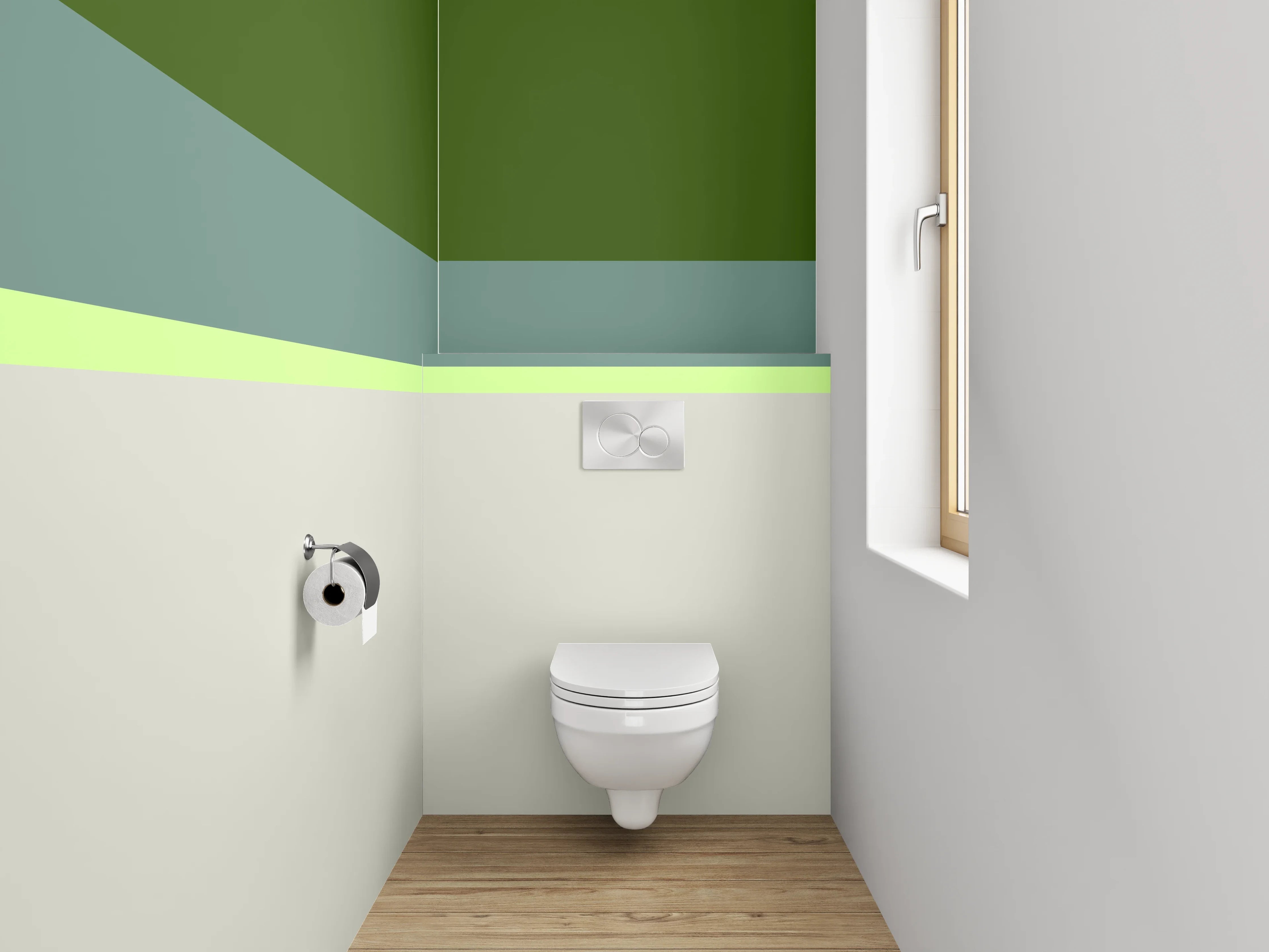 WC-Rückwand - Grünes und helles Design mit Pastellakzenten