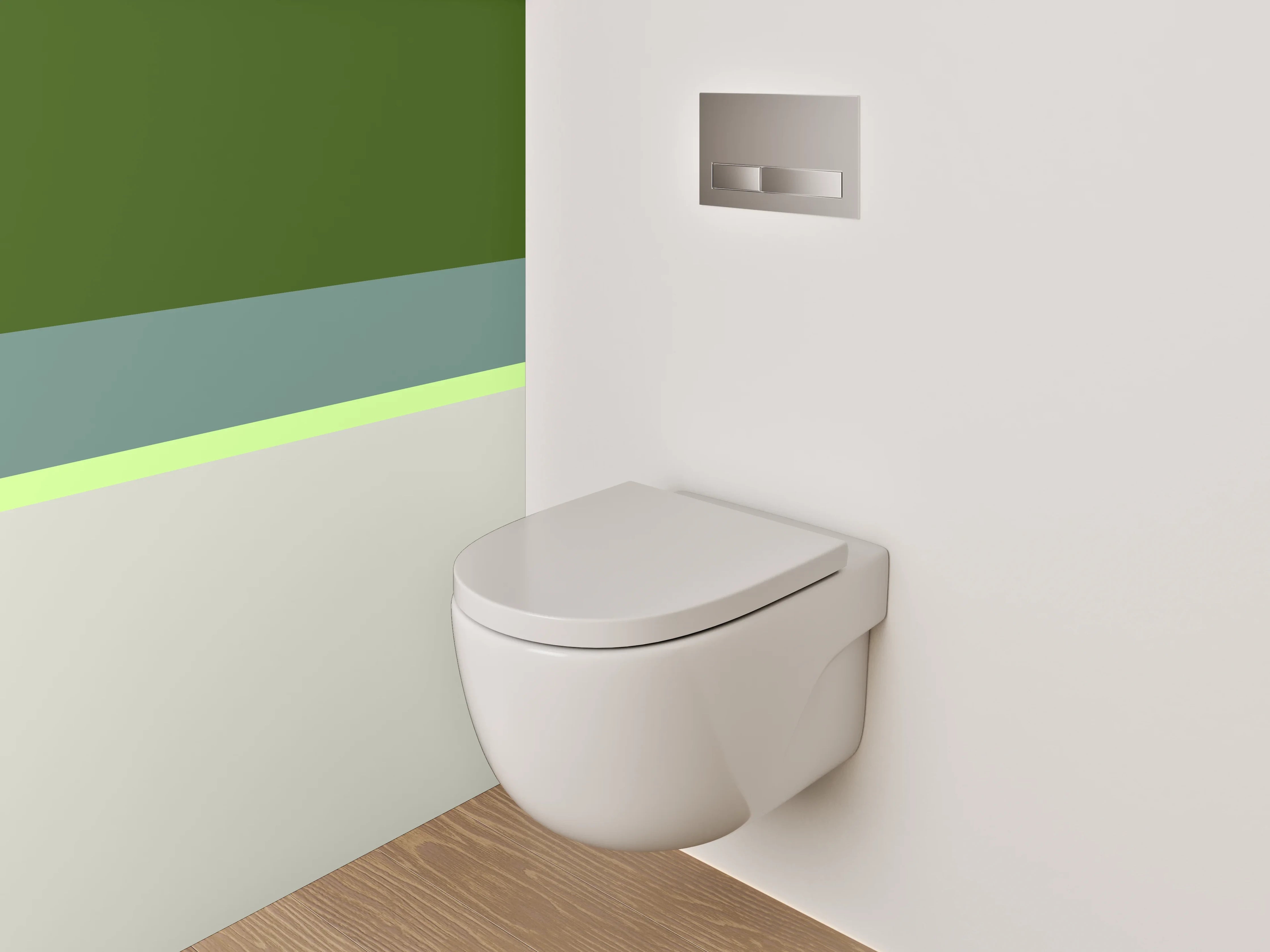 WC-Rückwand - Grünes und helles Design mit Pastellakzenten
