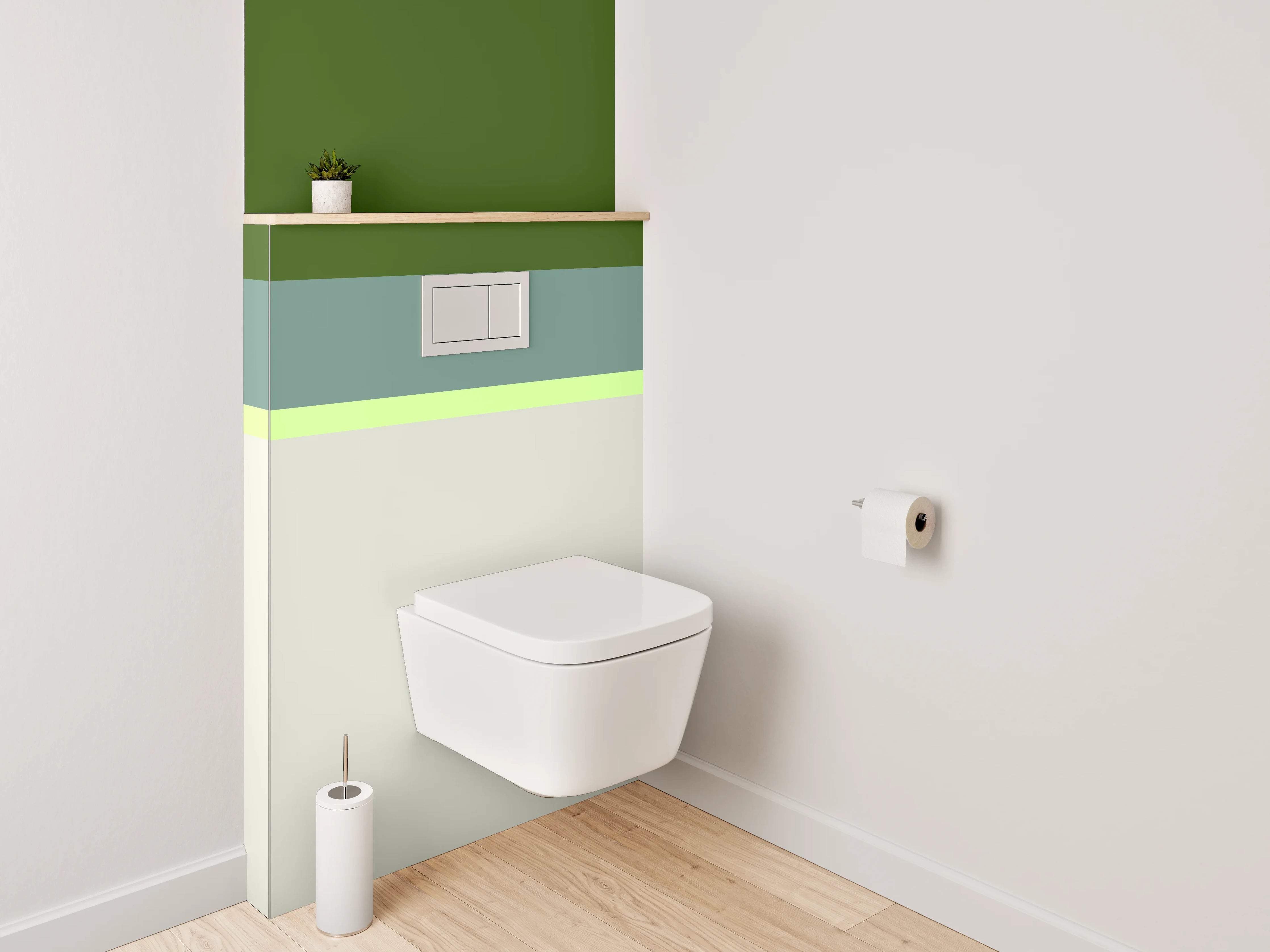 WC-Rückwand - Grünes und helles Design mit Pastellakzenten