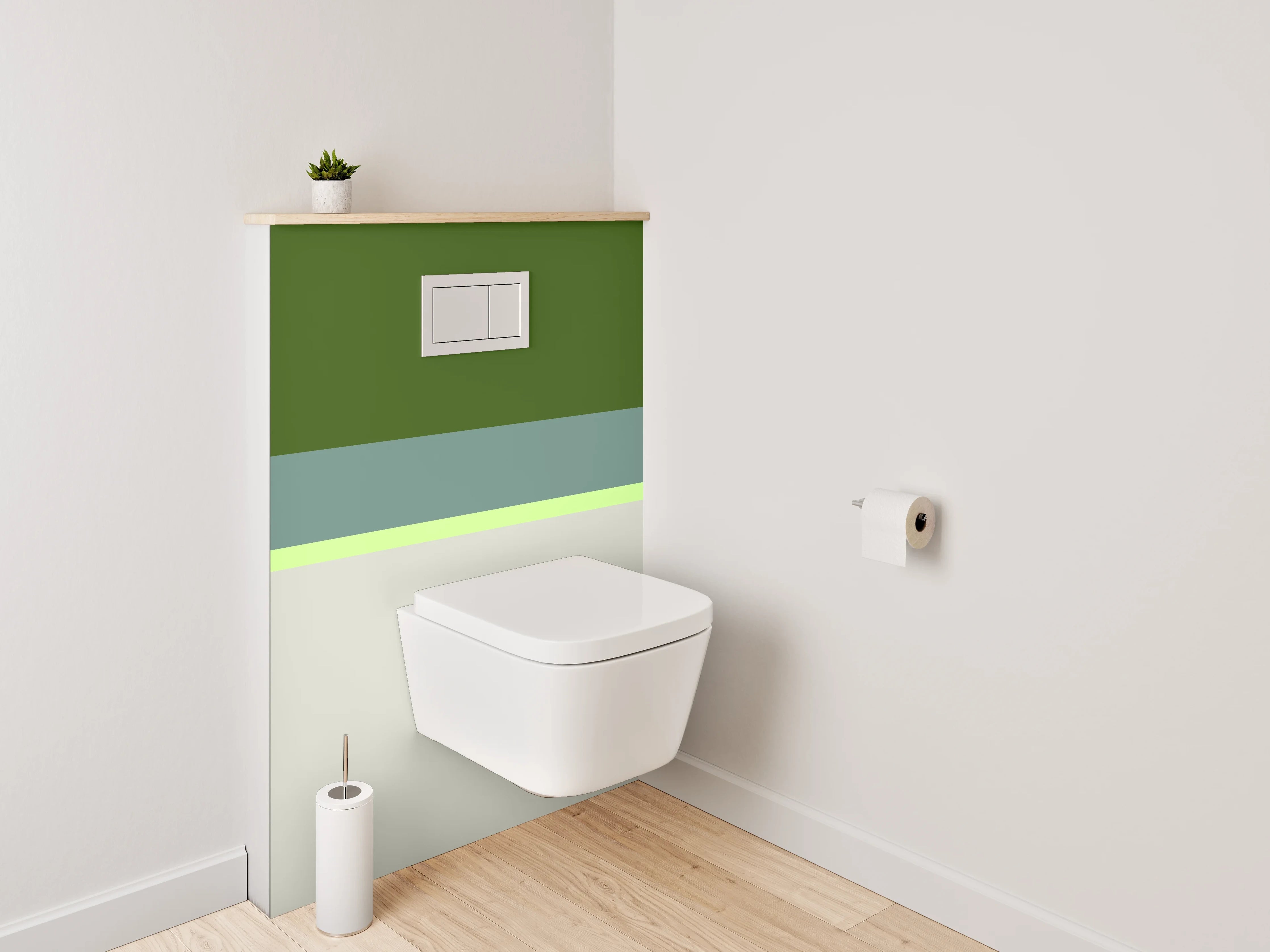 WC-Rückwand - Grünes und helles Design mit Pastellakzenten