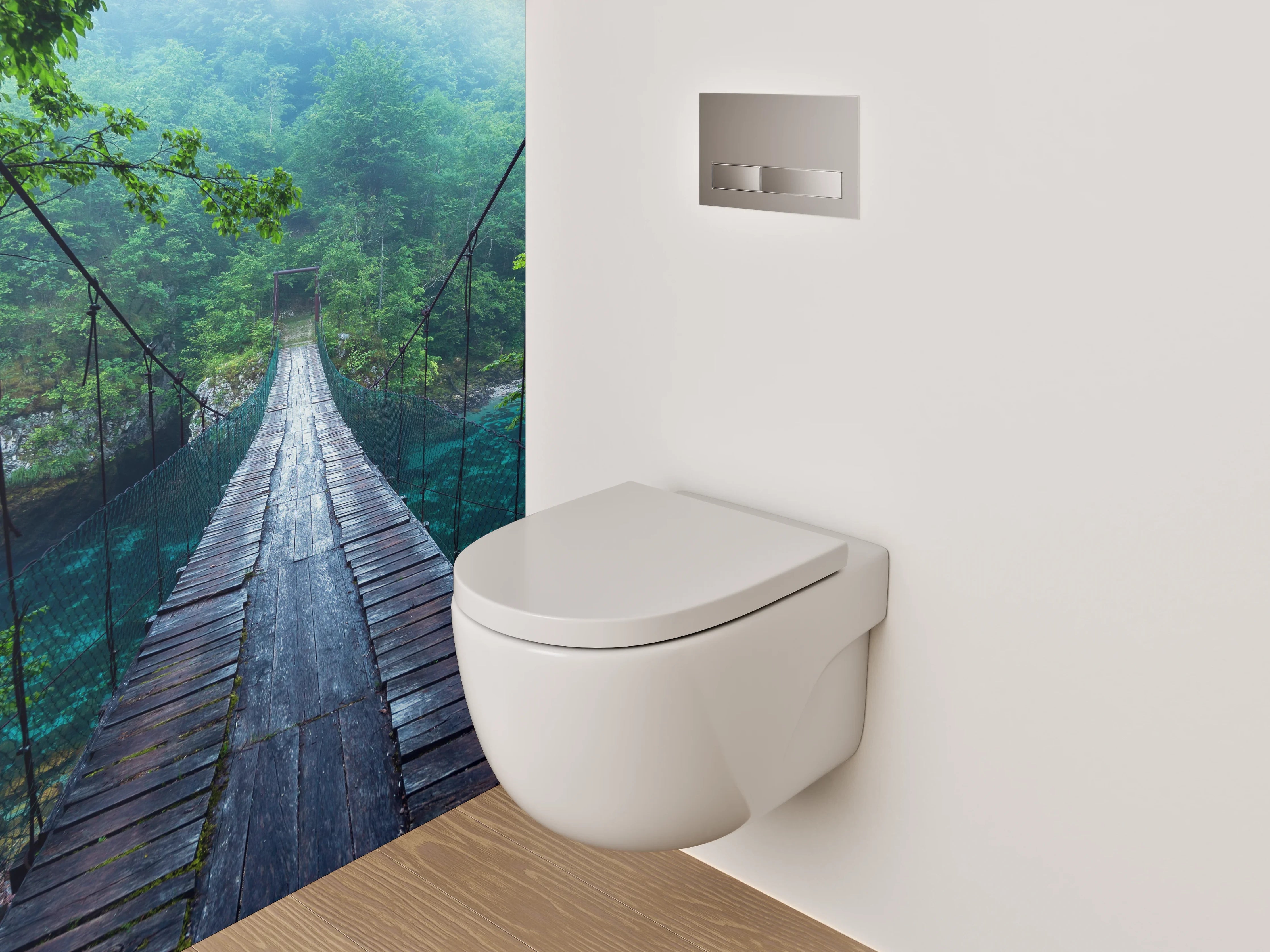 WC-Rückwand - Hängebrücke im Nebelwald