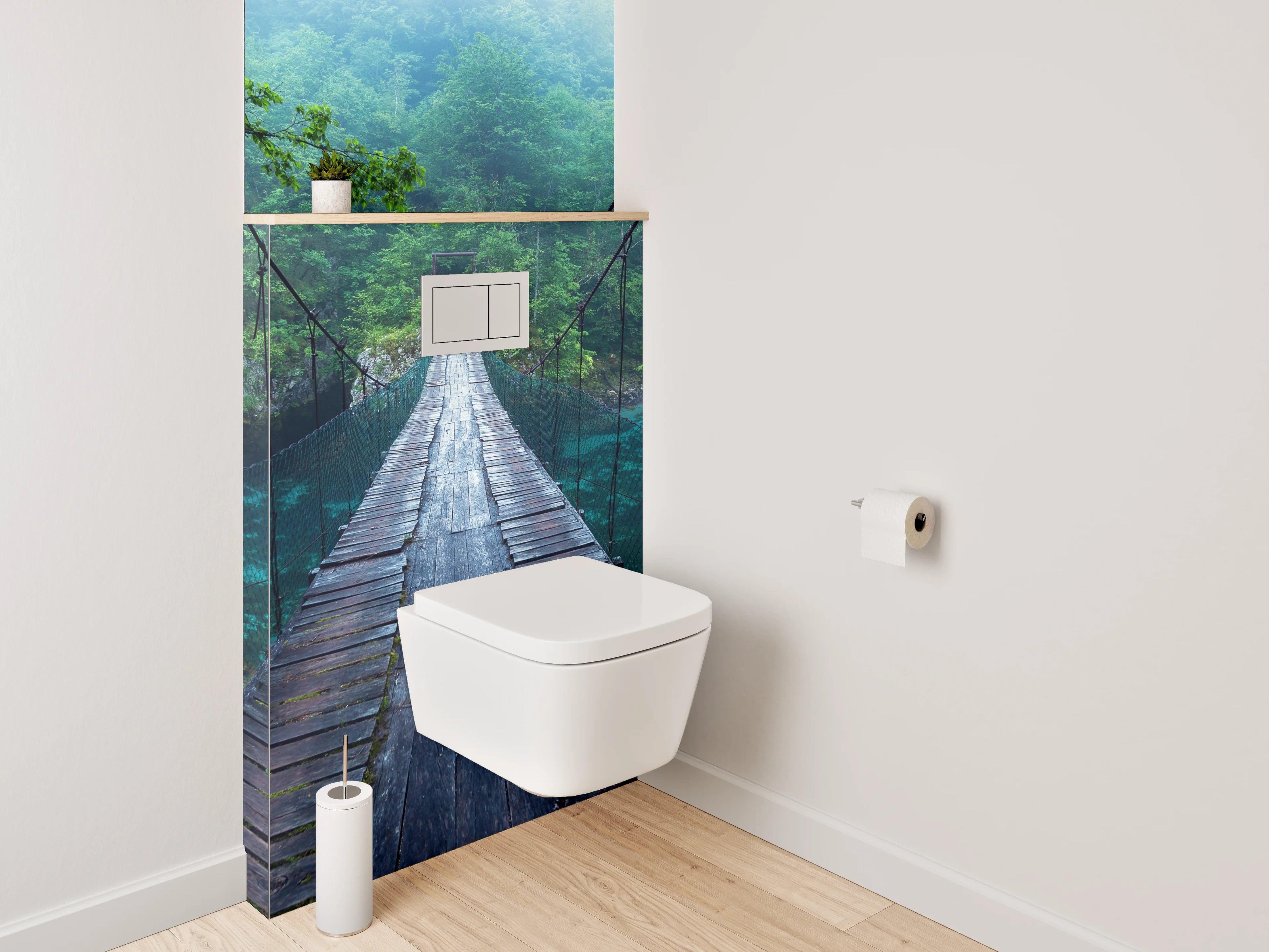 WC-Rückwand - Hängebrücke im Nebelwald