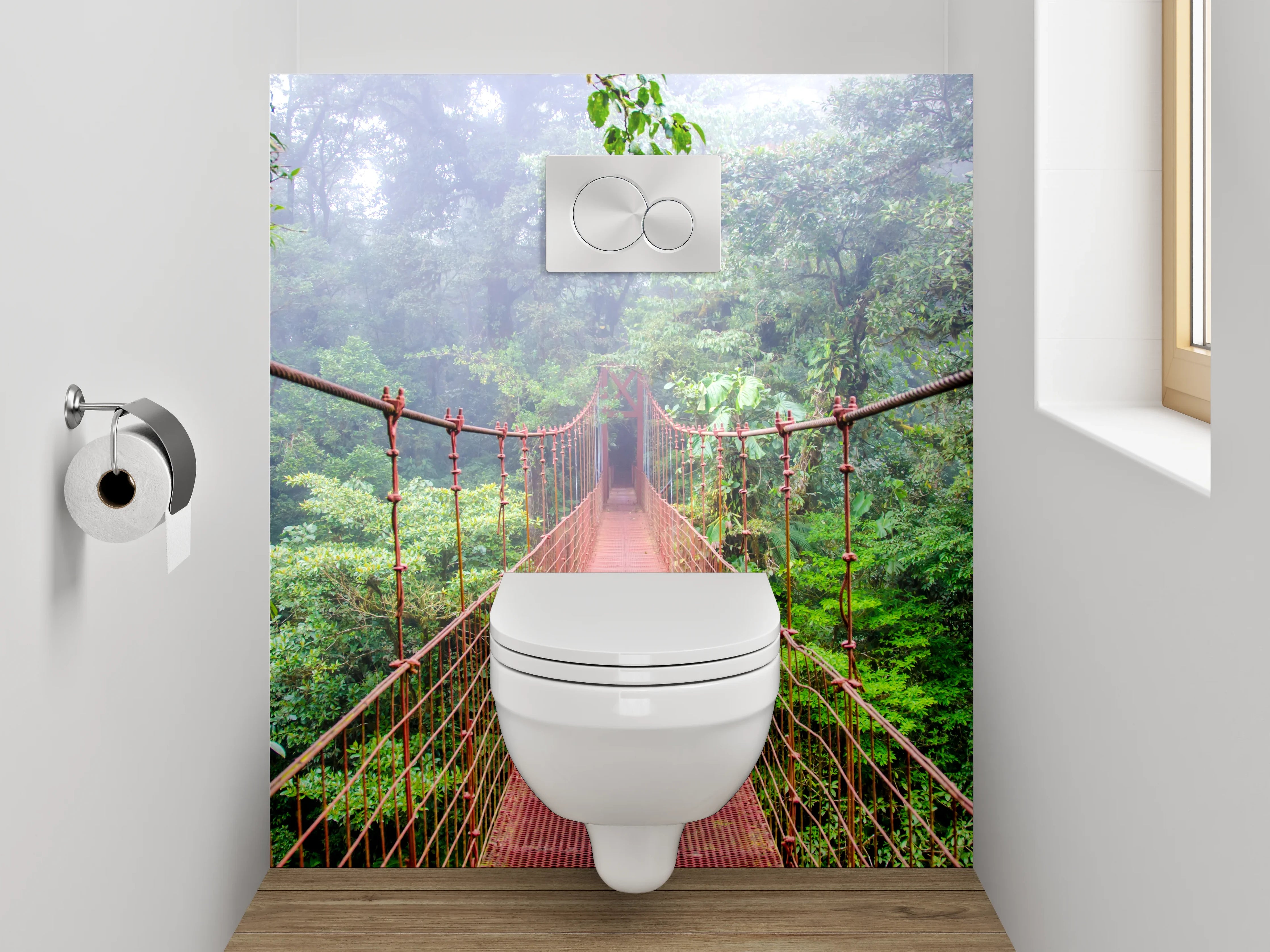 WC-Rückwand - Hängebrücke im tropischen Dschungel