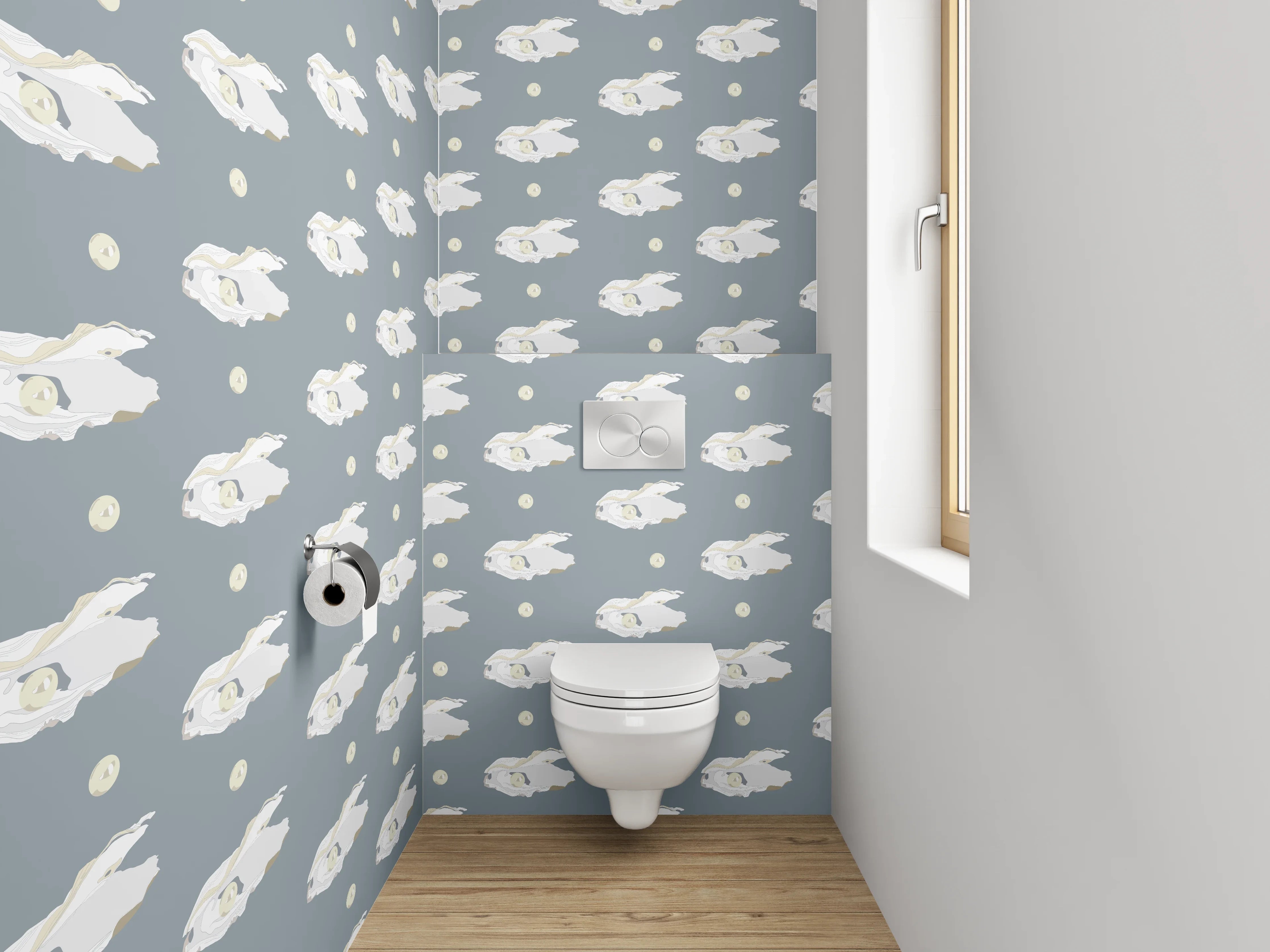 WC-Rückwand - Hasen und Karotten auf Grau