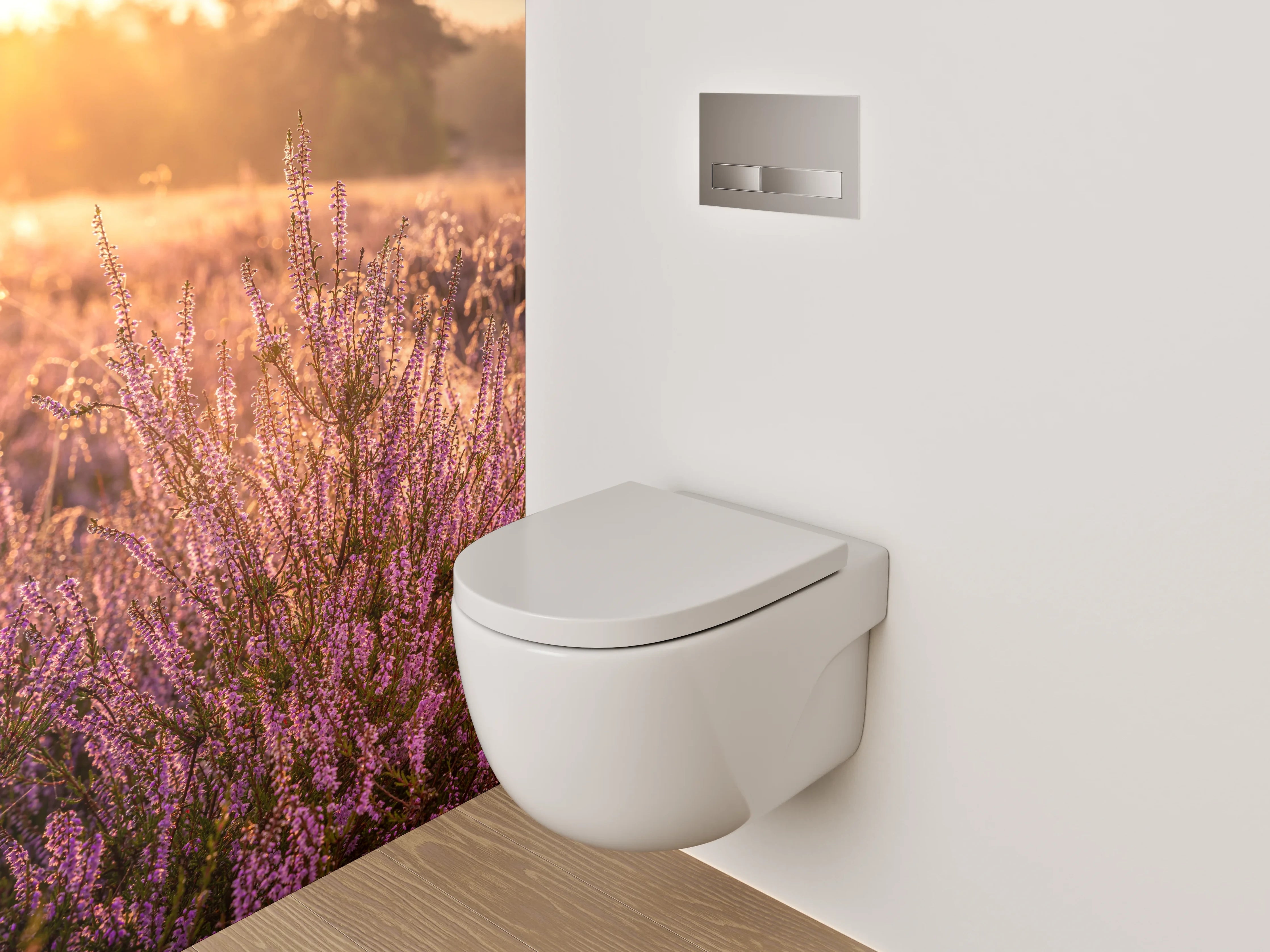 WC-Rückwand - Heideblüte bei Sonnenaufgang Naturmotiv