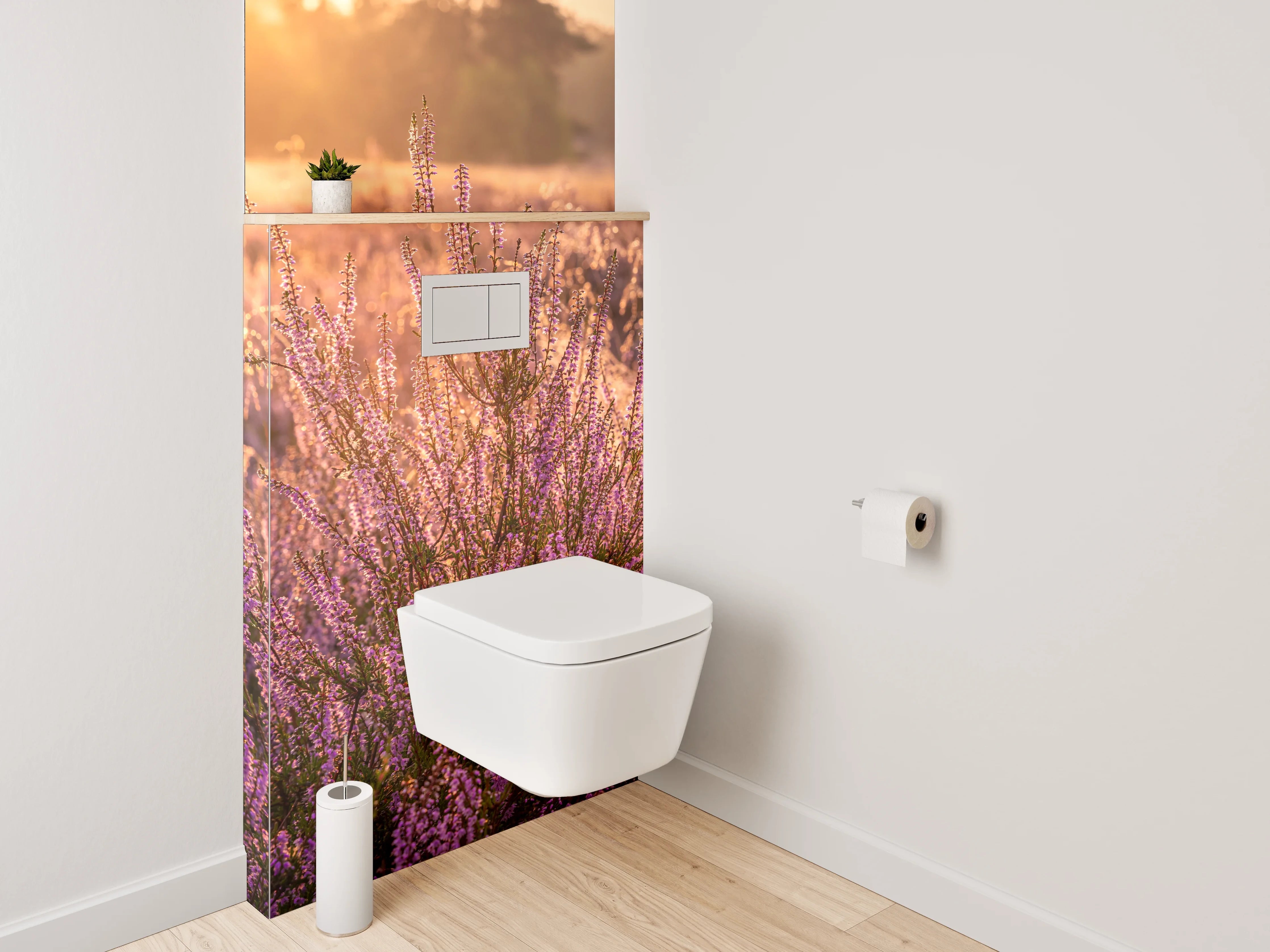 WC-Rückwand - Heideblüte bei Sonnenaufgang Naturmotiv