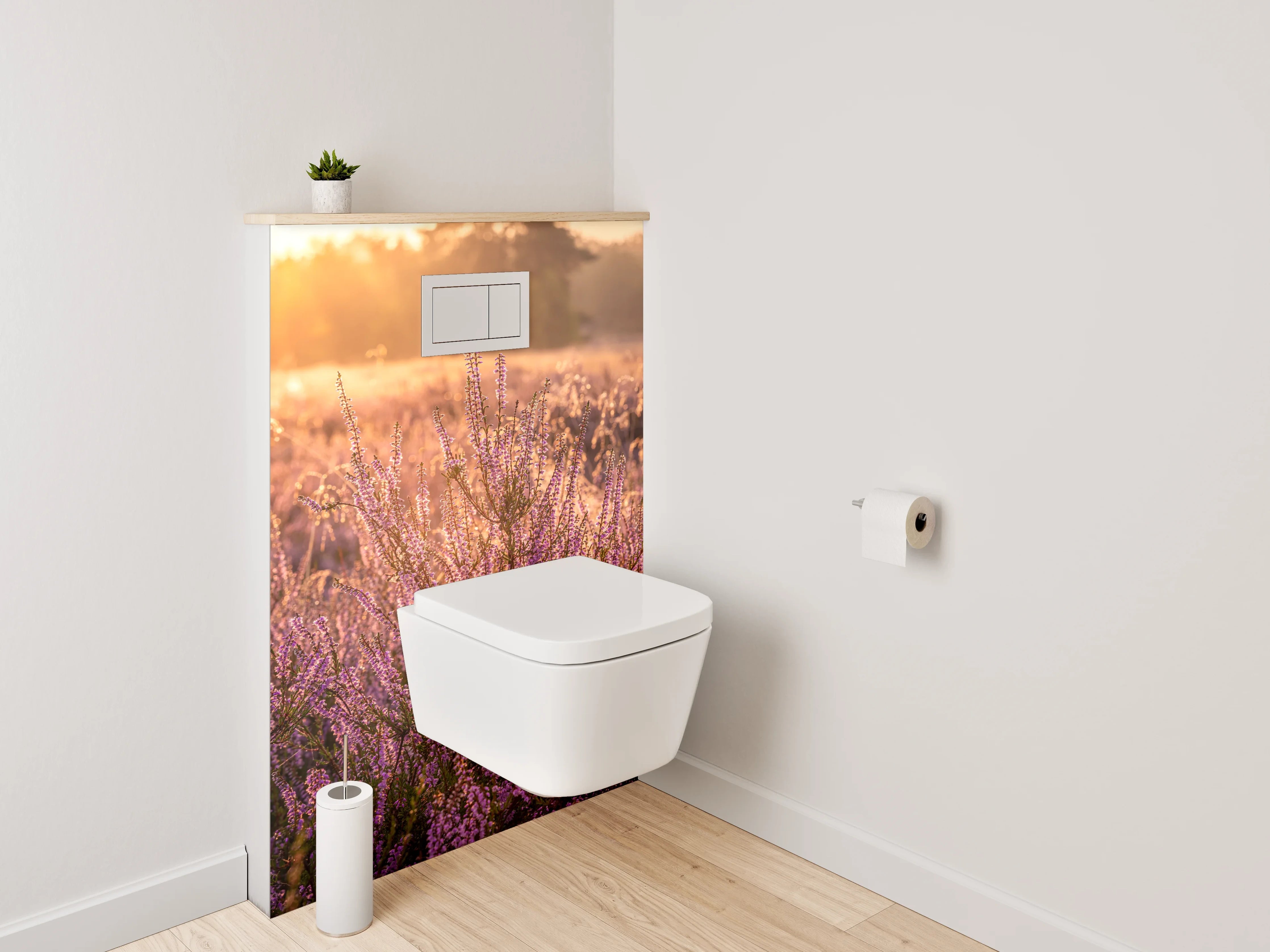 WC-Rückwand - Heideblüte bei Sonnenaufgang Naturmotiv