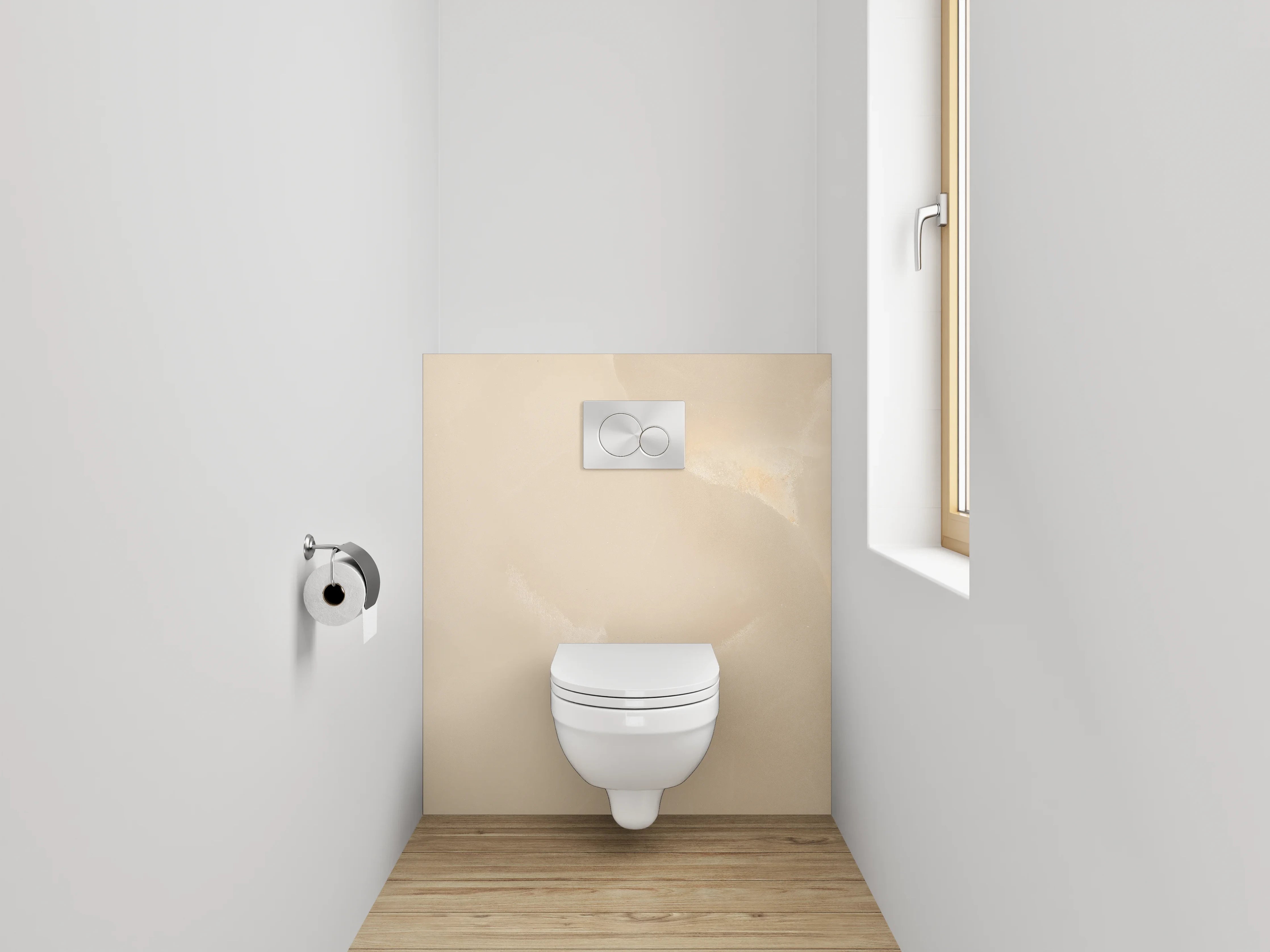 WC-Rückwand - Hellbeiger Marmor mit sanfter Struktur