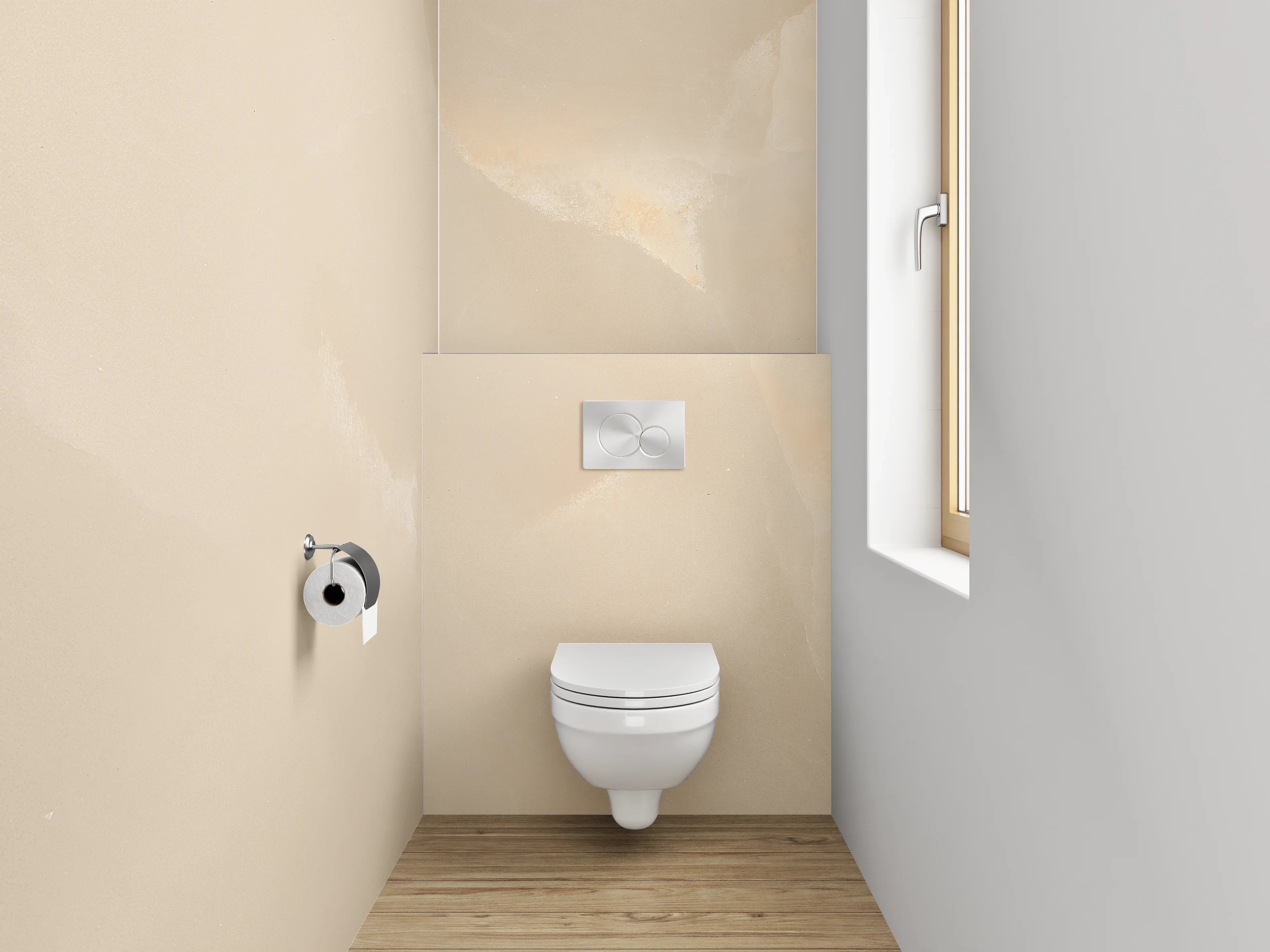 WC-Rückwand - Hellbeiger Marmor mit sanfter Struktur