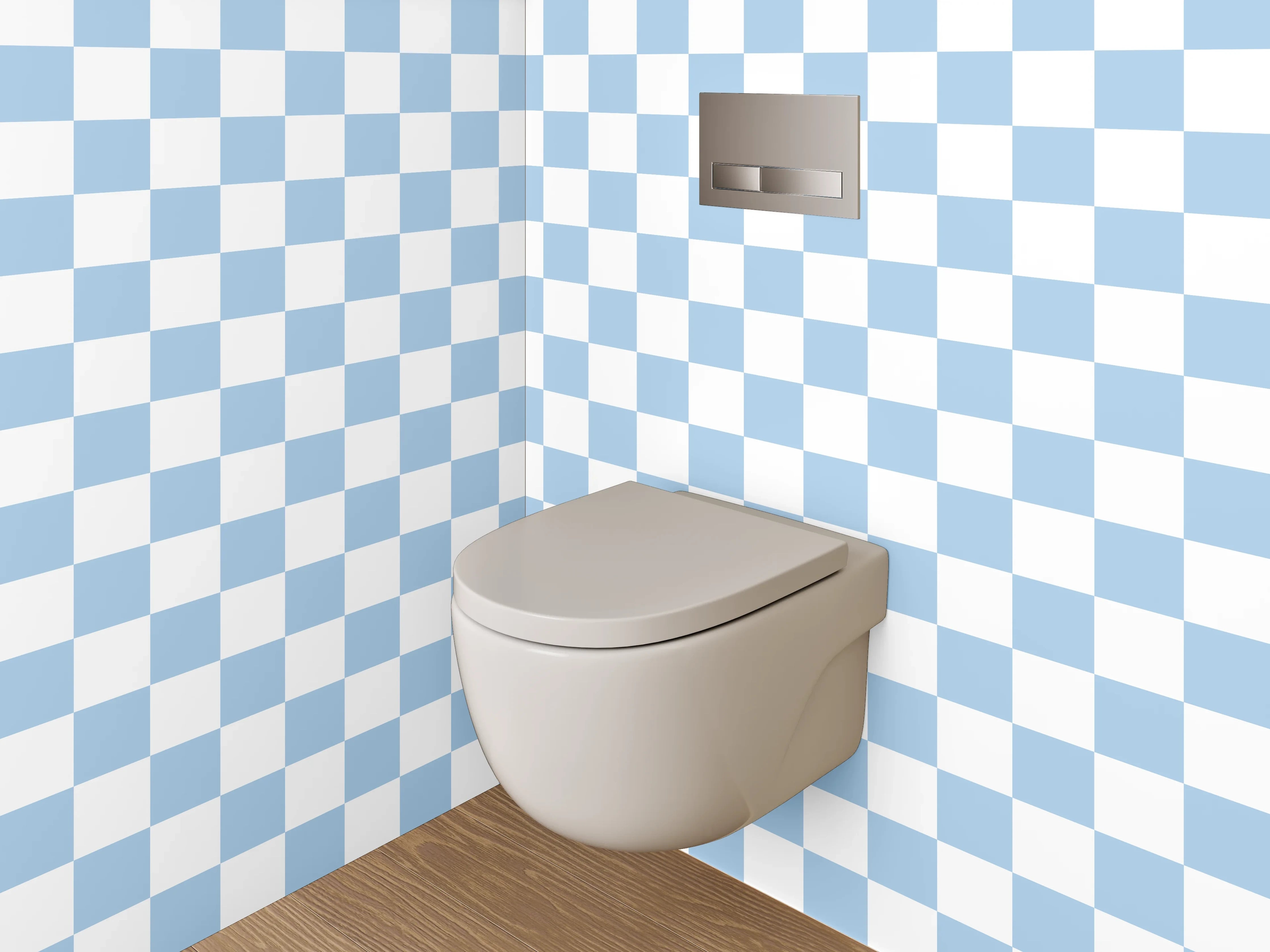 WC-Rückwand - Hellblau-weißes Kachelmuster modern