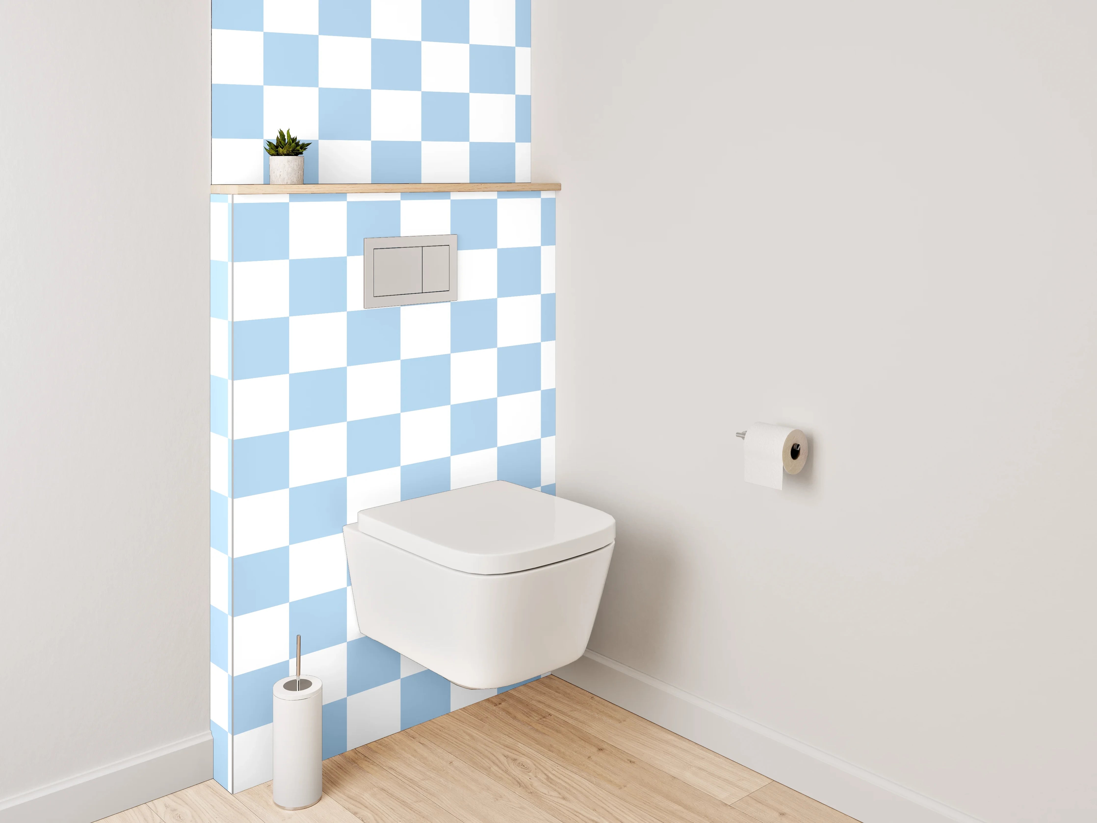 WC-Rückwand - Hellblau-weißes Kachelmuster modern