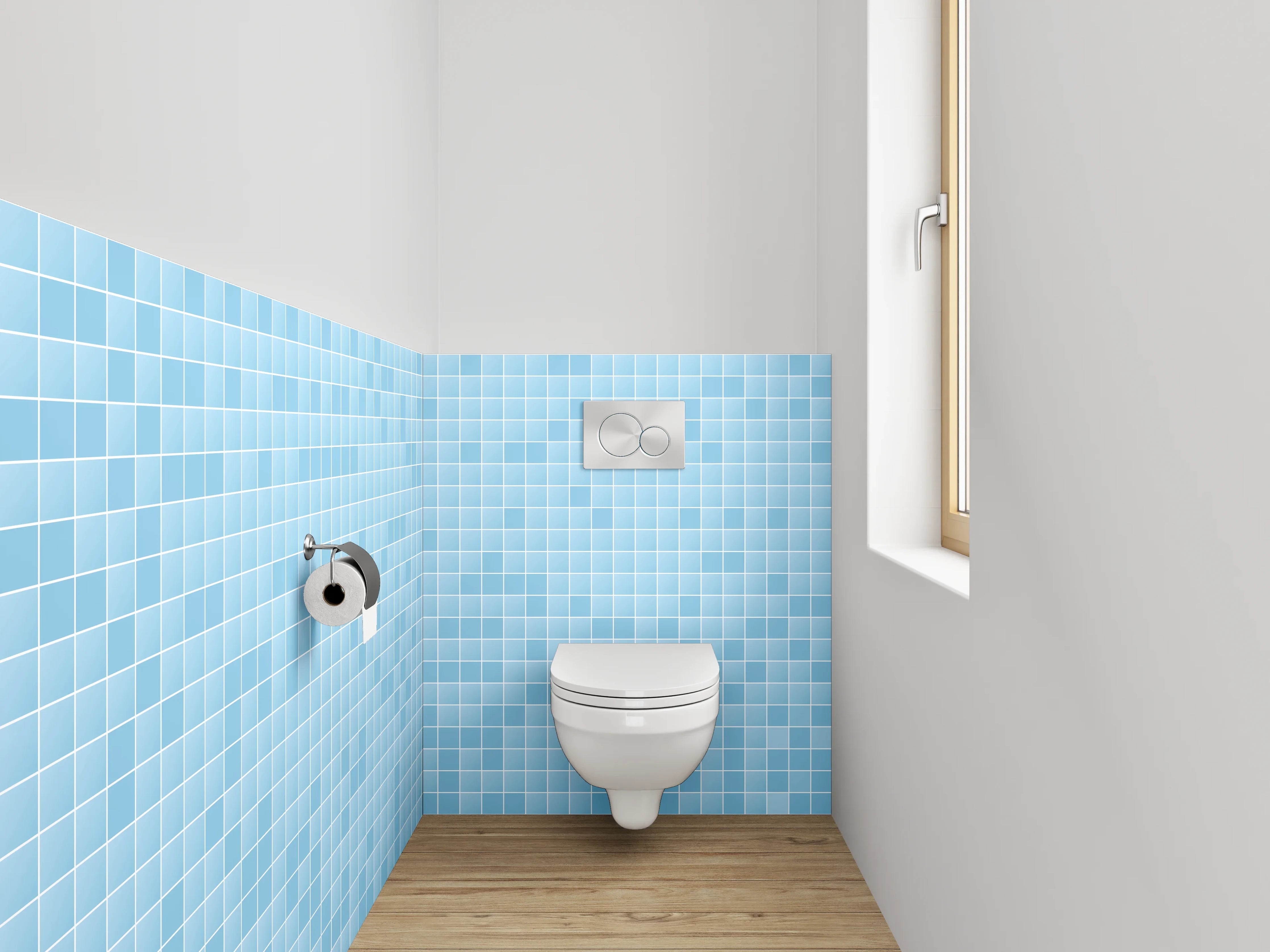 WC-Rückwand - Hellblaues Mosaik Fliesen Muster