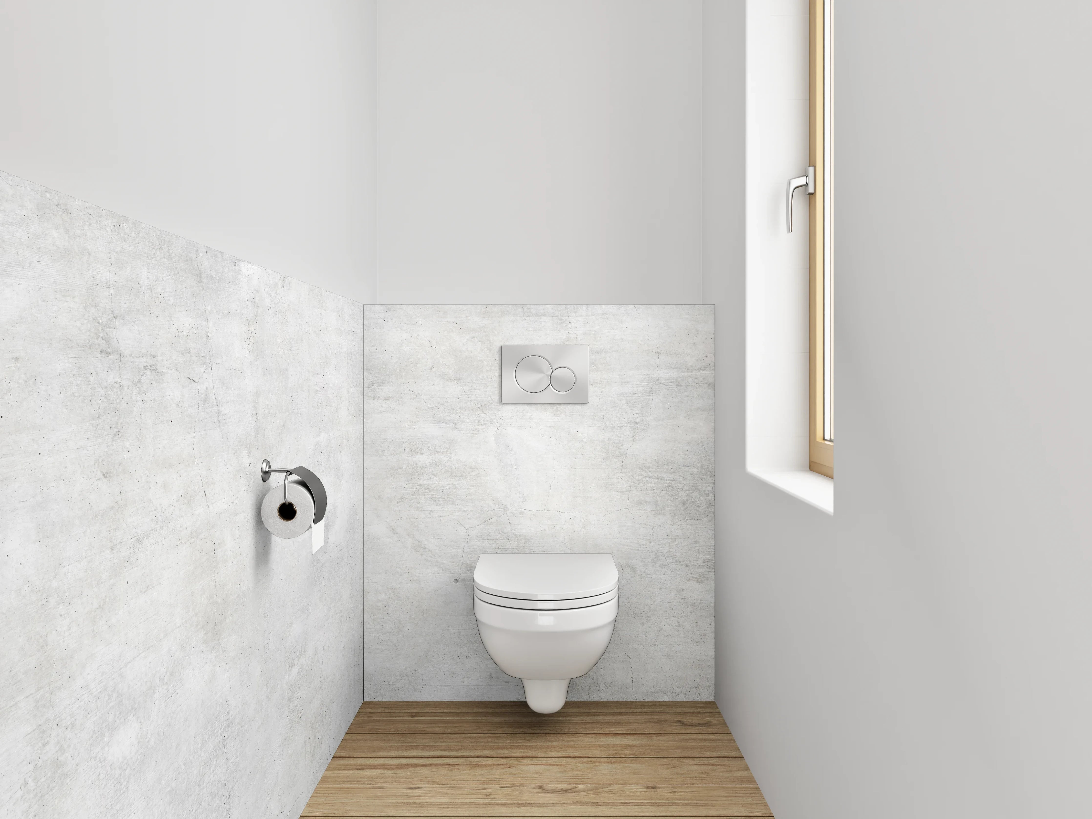 WC-Rückwand - Helle Betonoptik Weiß-Grau