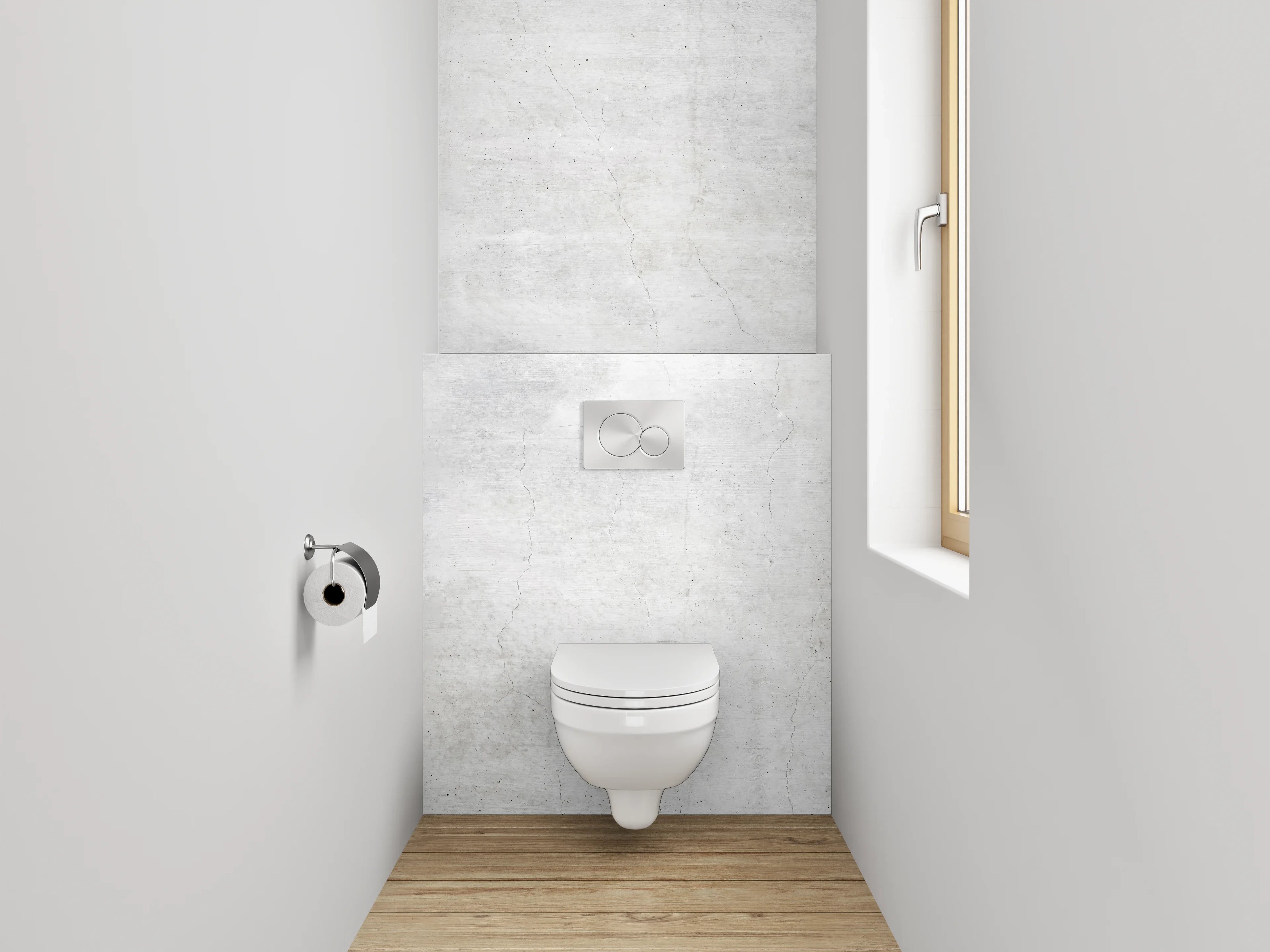 WC-Rückwand - Helle Betonoptik Weiß-Grau
