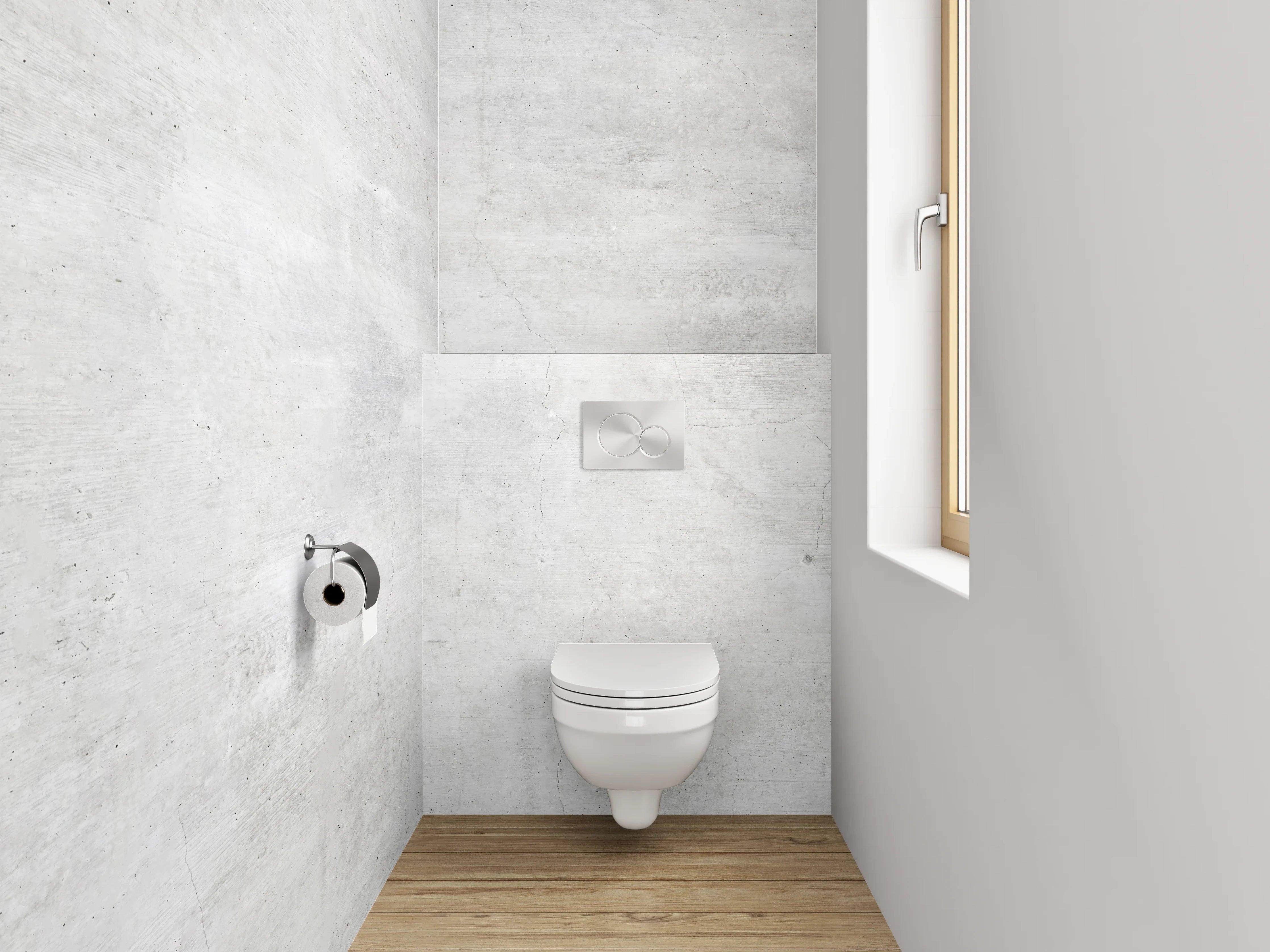 WC-Rückwand - Helle Betonoptik Weiß-Grau