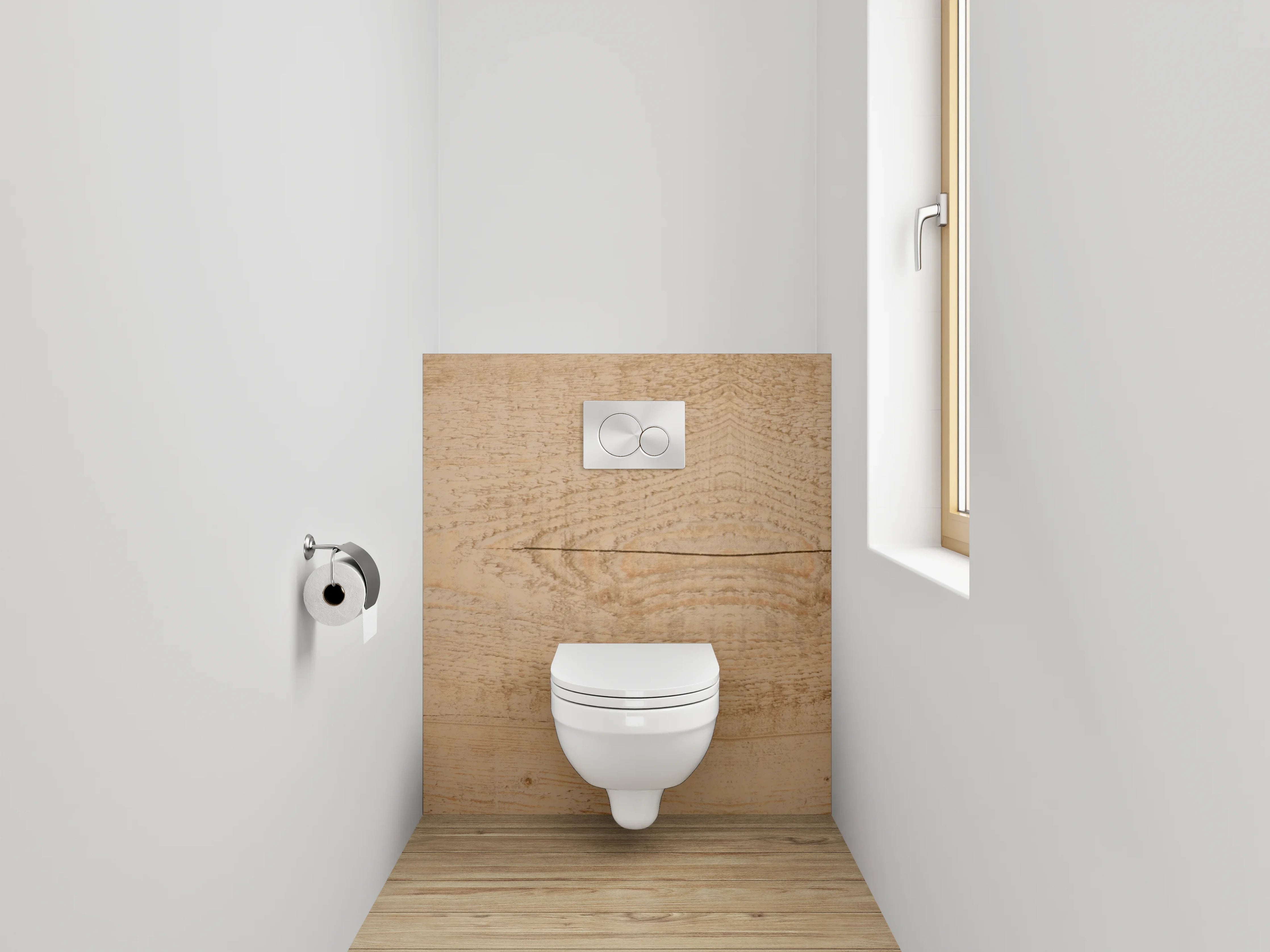 WC-Rückwand - Helle Holzoberfläche mit natürlicher Struktur