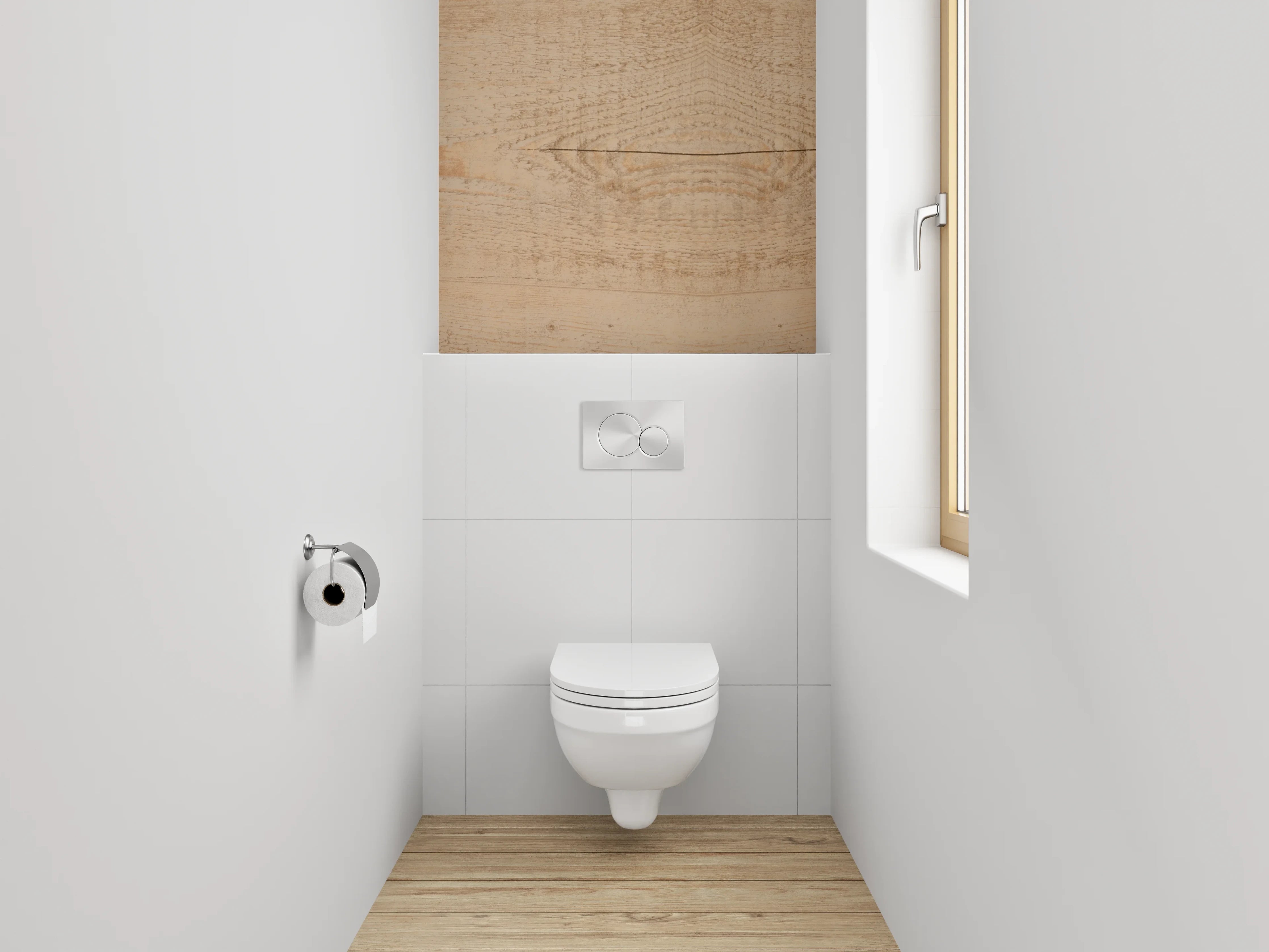 WC-Rückwand - Helle Holzoberfläche mit natürlicher Struktur