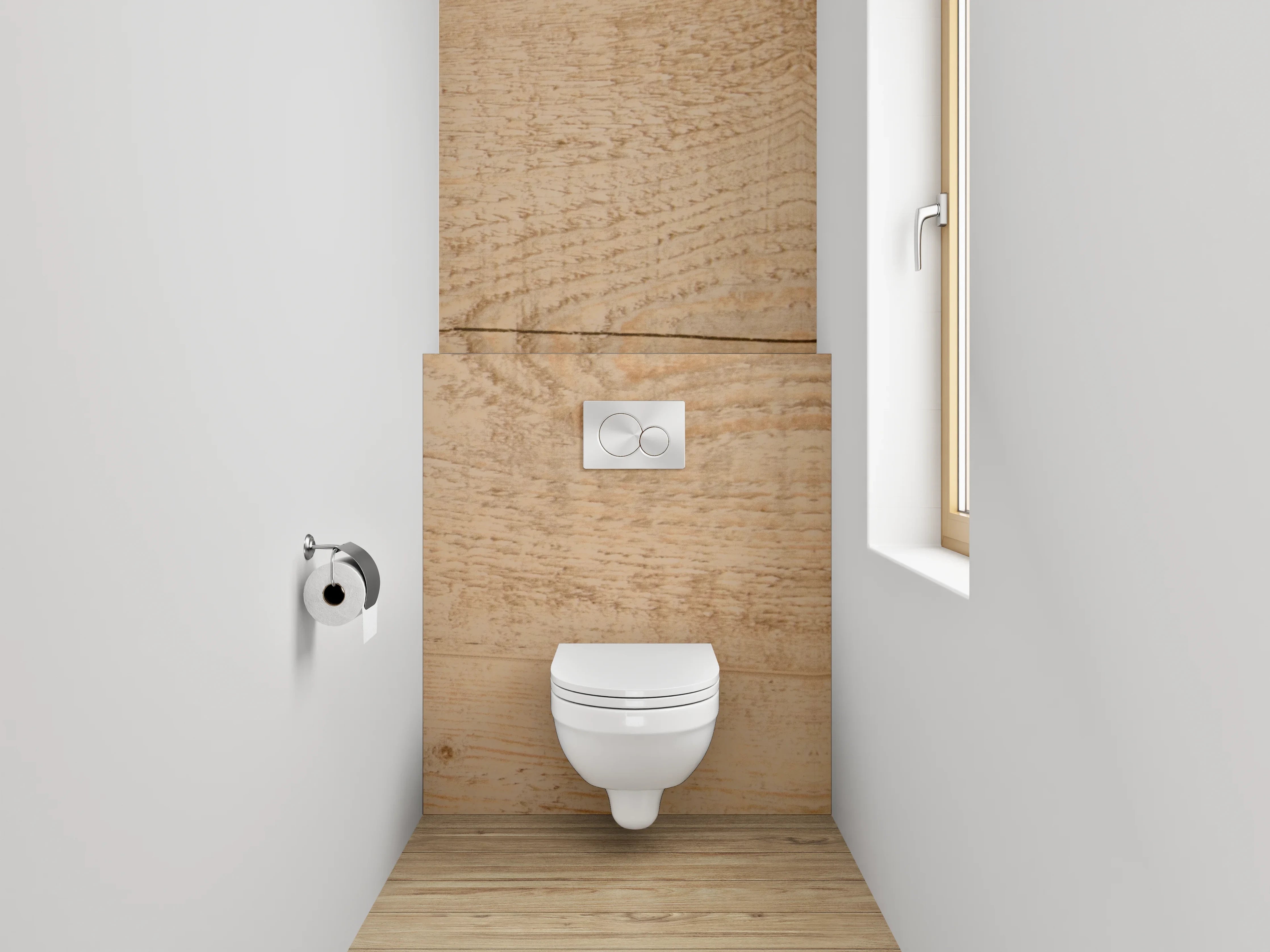 WC-Rückwand - Helle Holzoberfläche mit natürlicher Struktur