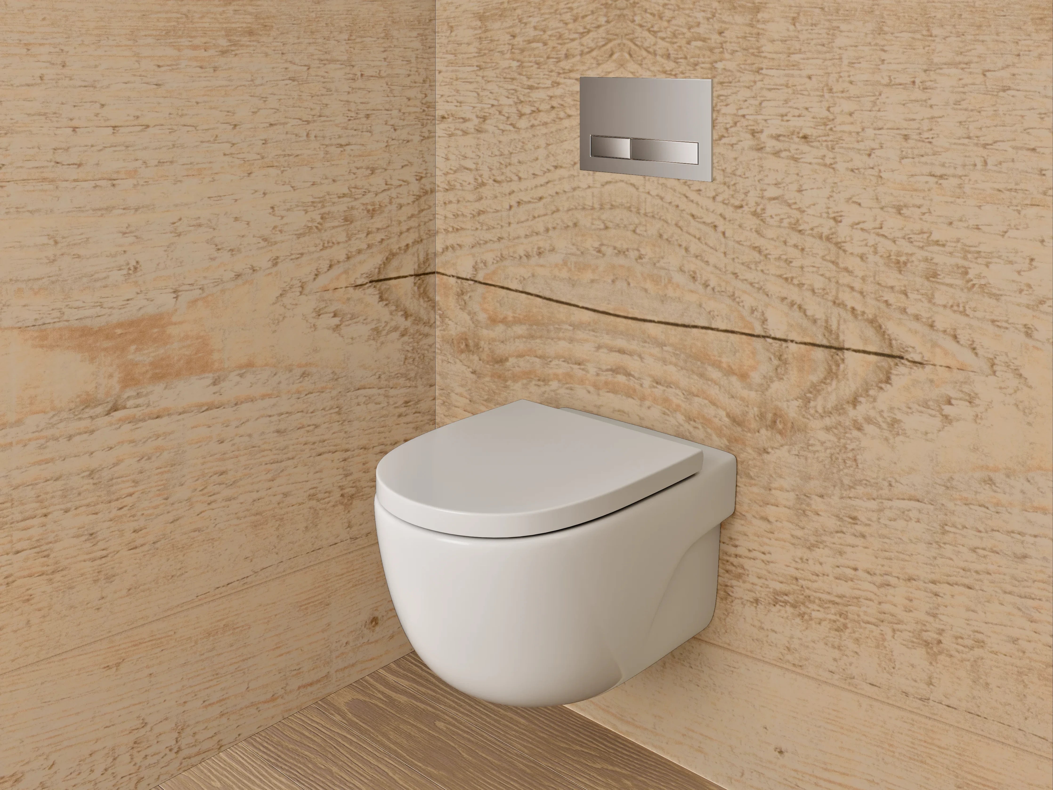 WC-Rückwand - Helle Holzoberfläche mit natürlicher Struktur