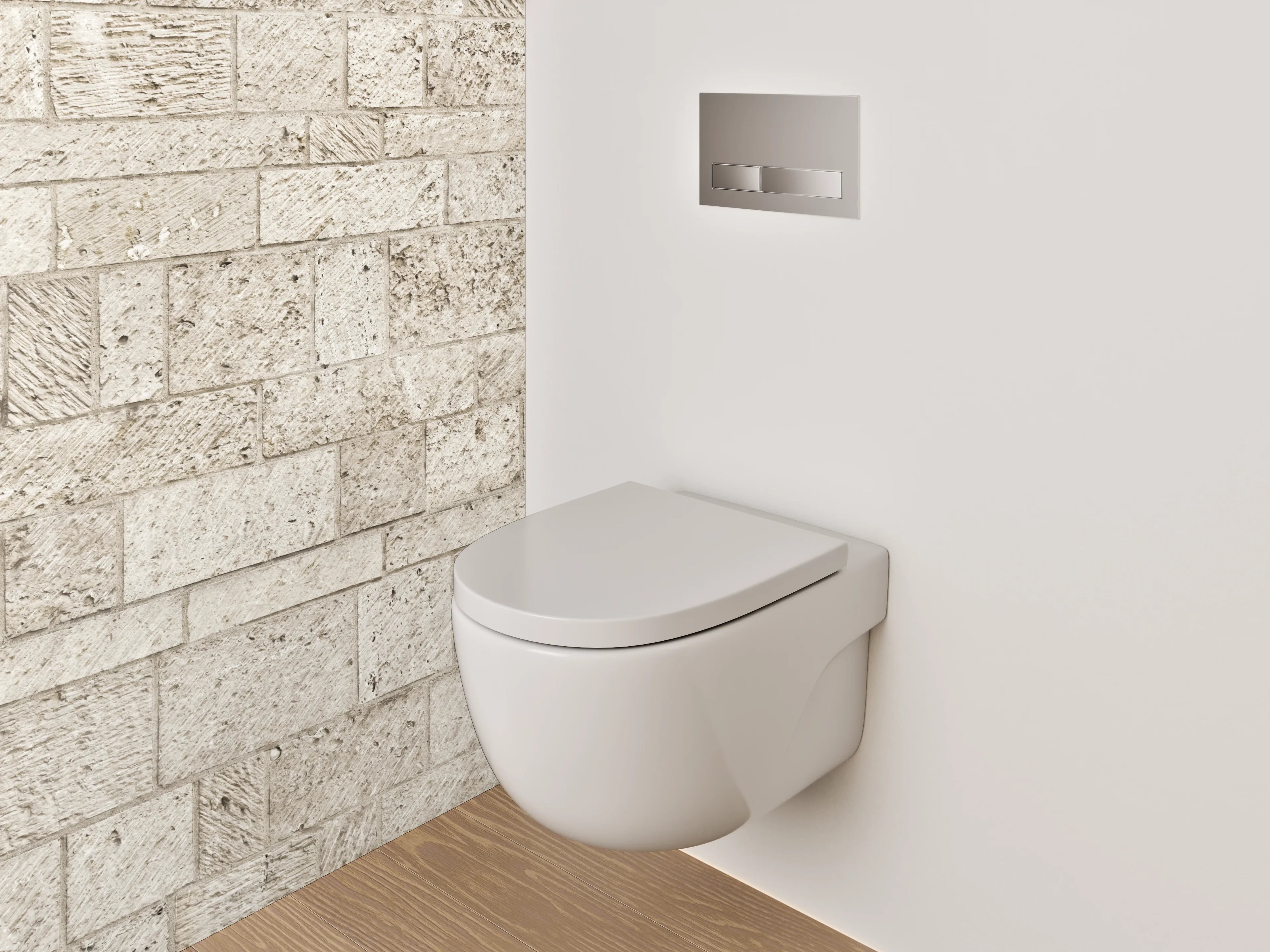 WC-Rückwand - Helle Kalkstein Wandfliesen Optik
